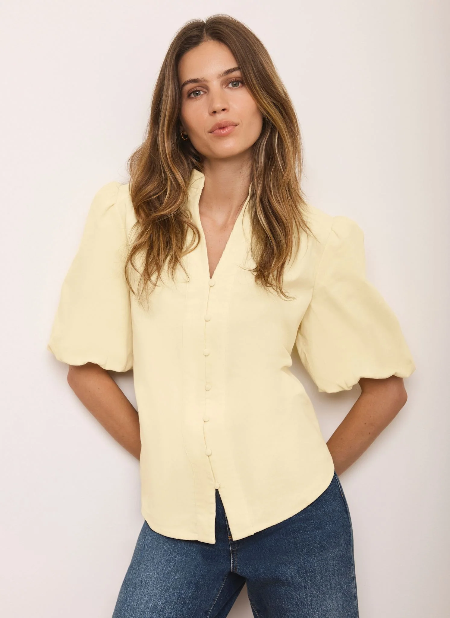 10000-butter-yellow-corduroy-puff-sleeve-blouse-2.webp Butter Yellow Corduroy Puff Sleeve Blouse