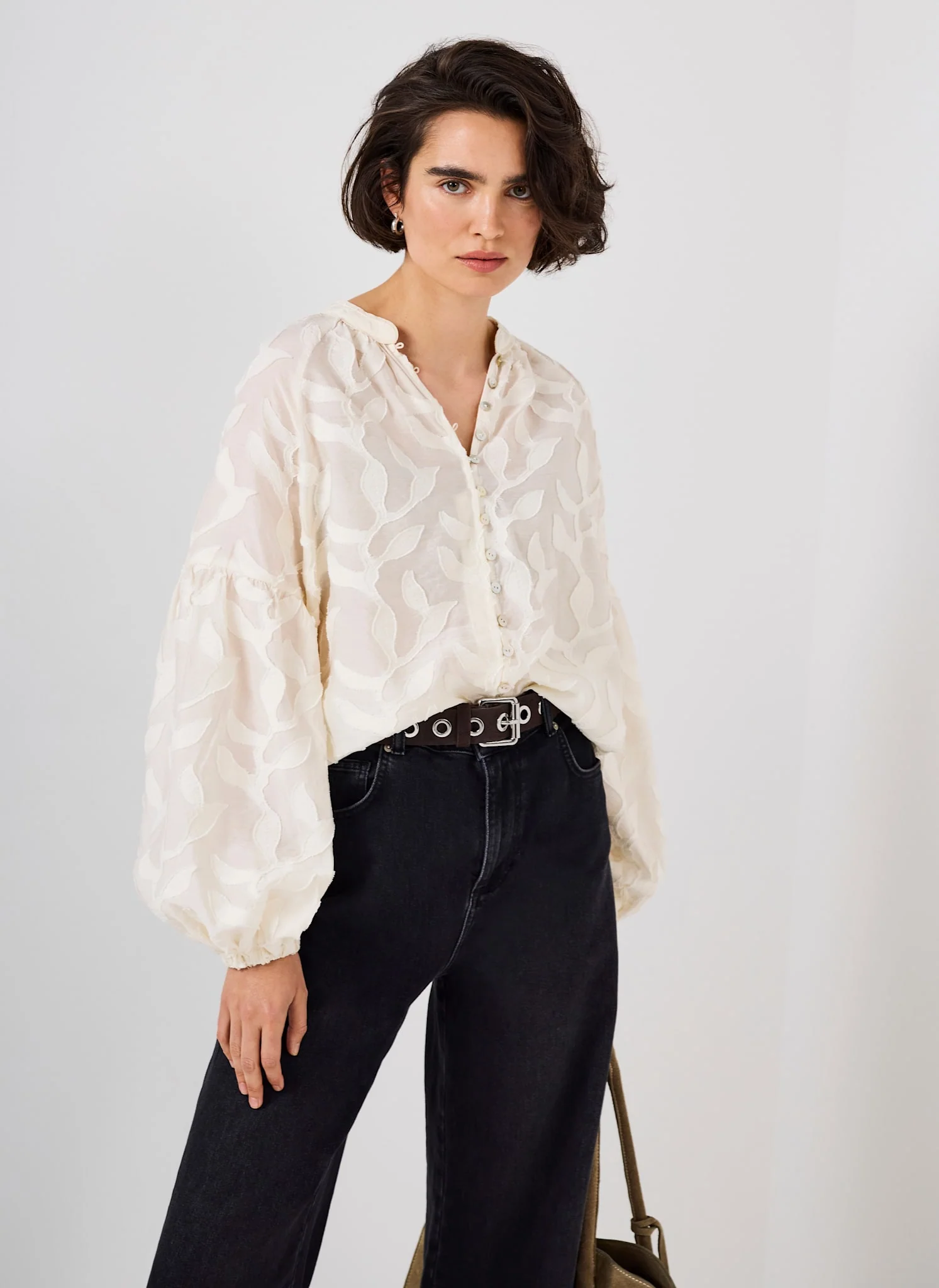 10030-cream-floral-jacquard-blouse-5.webp Cream Floral Jacquard Blouse