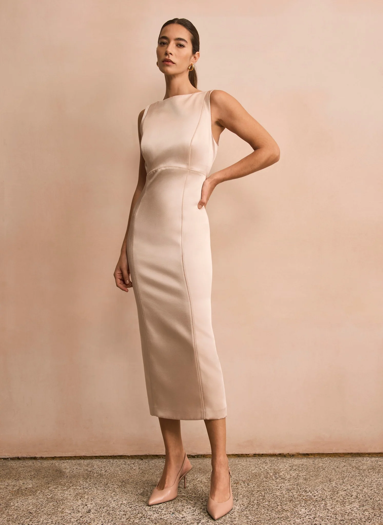 10066-gold-satin-midi-shift-dress-1.webp Gold Satin Midi Shift Dress