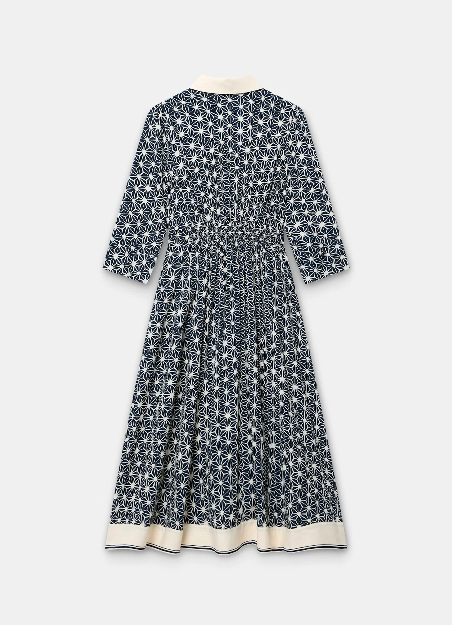 Navy Print Midi Shirt Dress