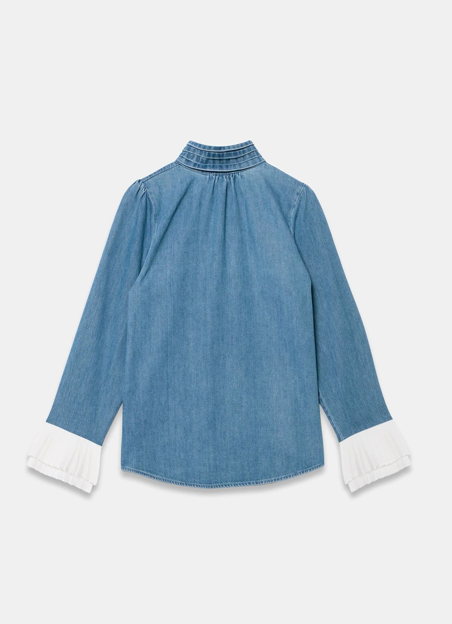 10110-mid-indigo-denim-contrast-cuff-blouse-7.webp Mid Indigo Denim Contrast Cuff Blouse