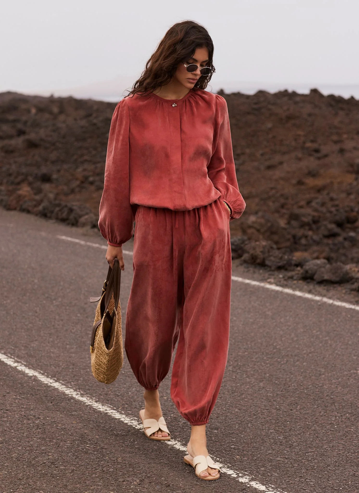 1012-rust-red-long-sleeve-bomber-blouse-2.webp Rust Red Long Sleeve Bomber Blouse