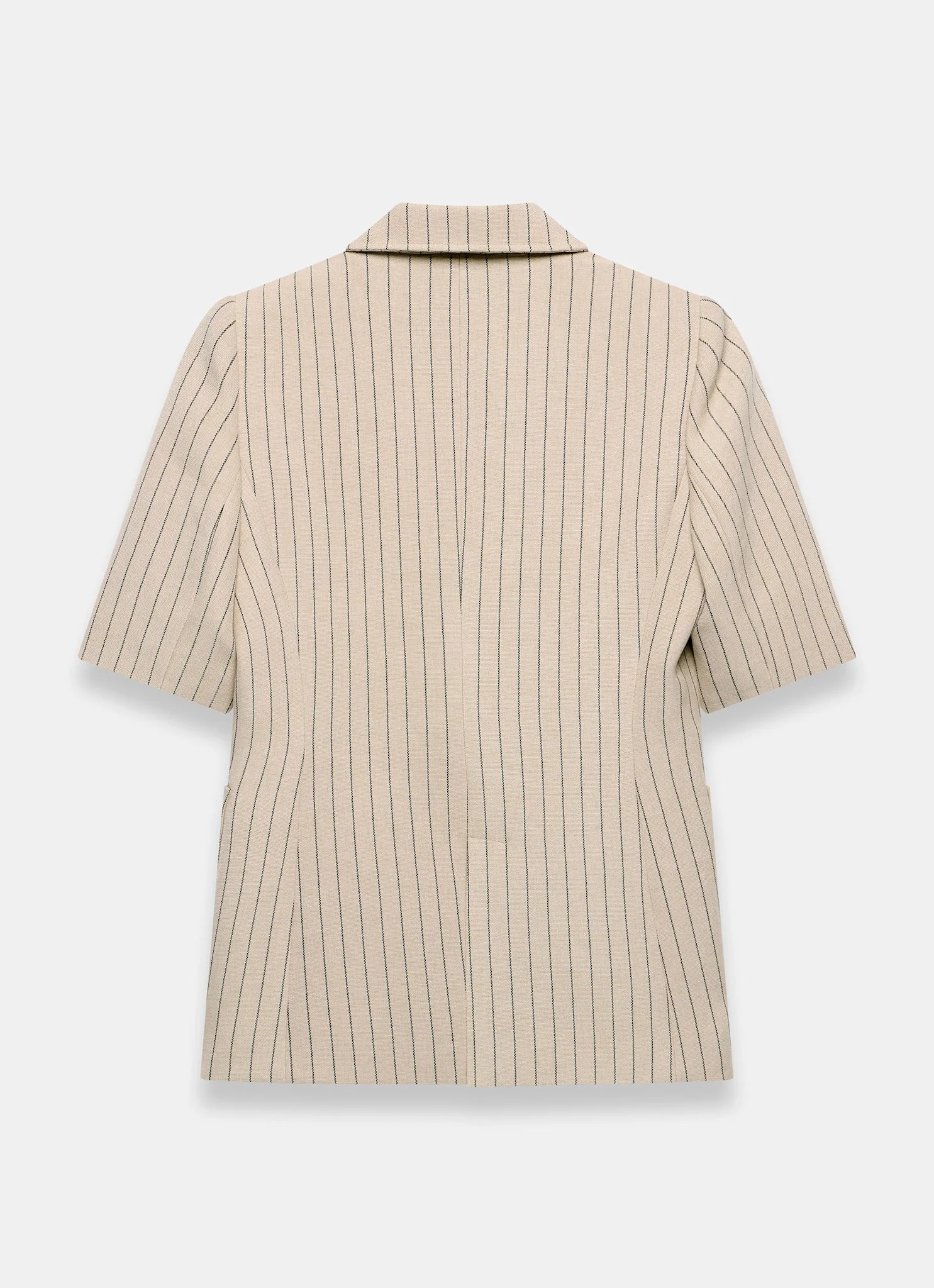 Neutral Pinstripe Short Sleeve Blazer
