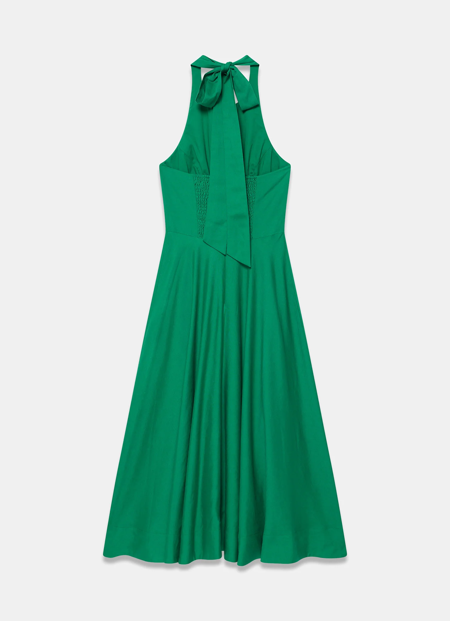 Green Linen Blend Halter Midi Dress