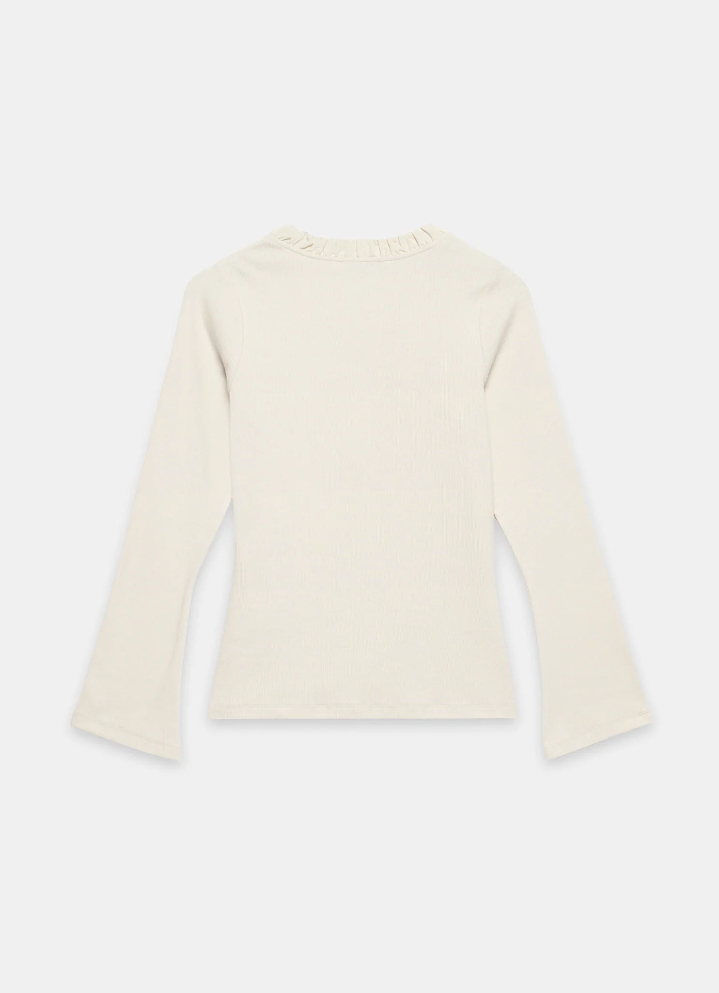 Neutral Ruched Cotton Blend Henley Top