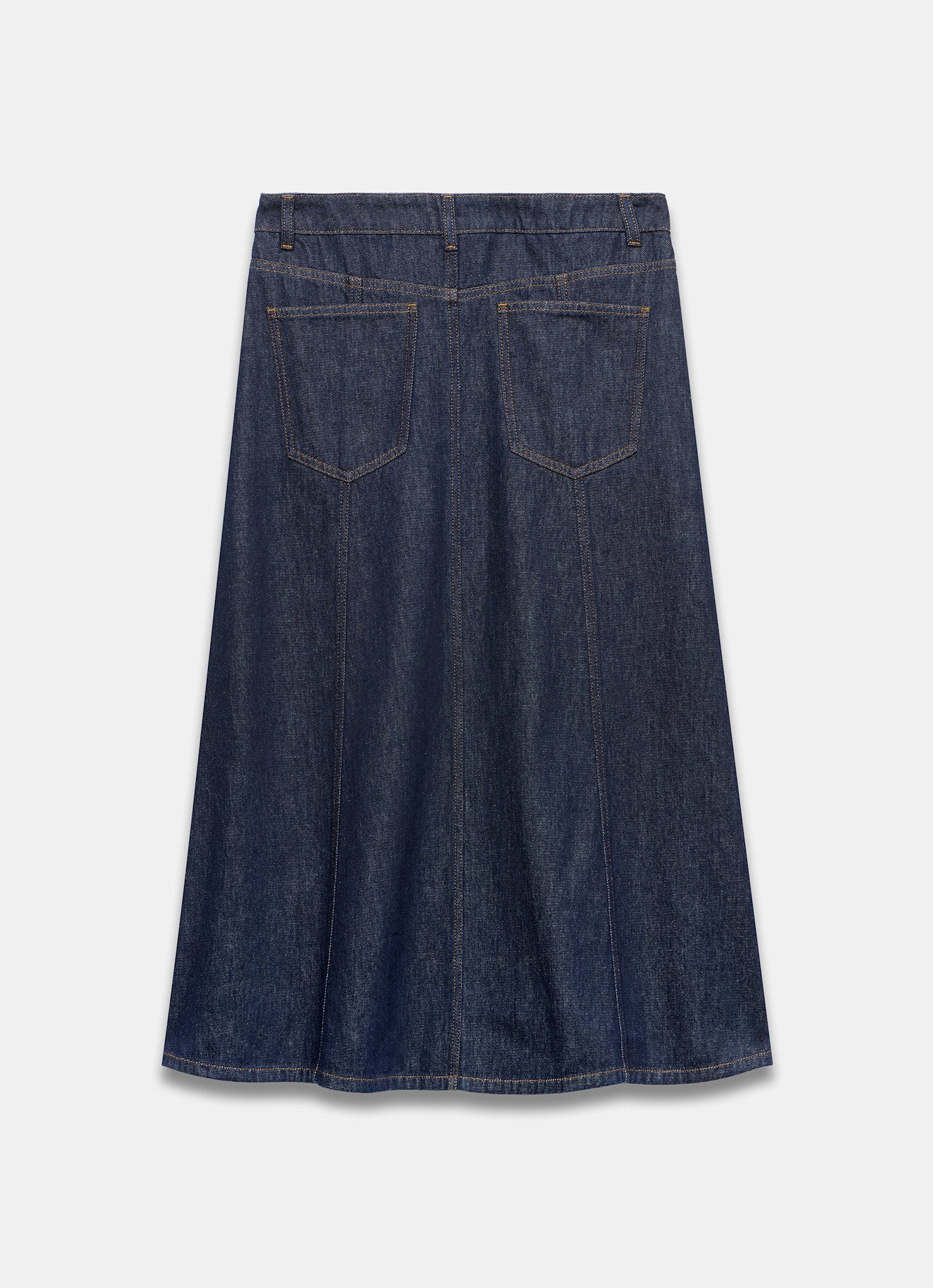 Dark Indigo Denim Midi Skirt