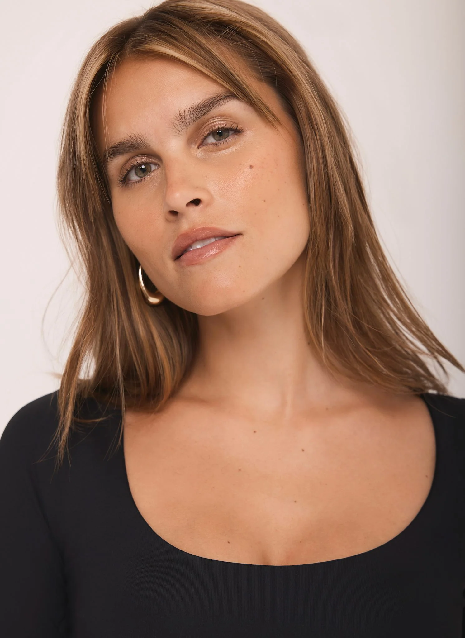 Black Scoop Neck Long Sleeve Top