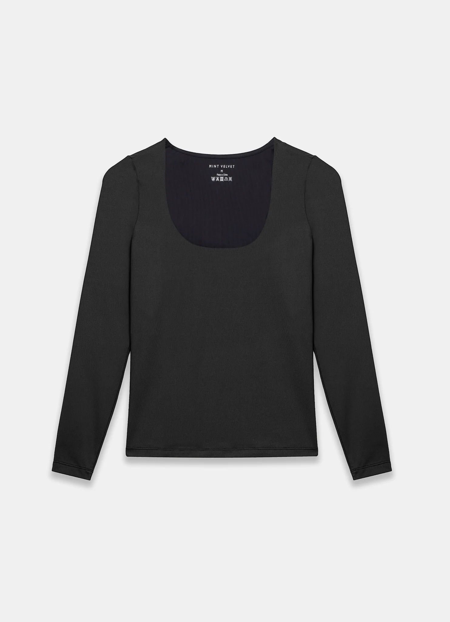 Black Scoop Neck Long Sleeve Top