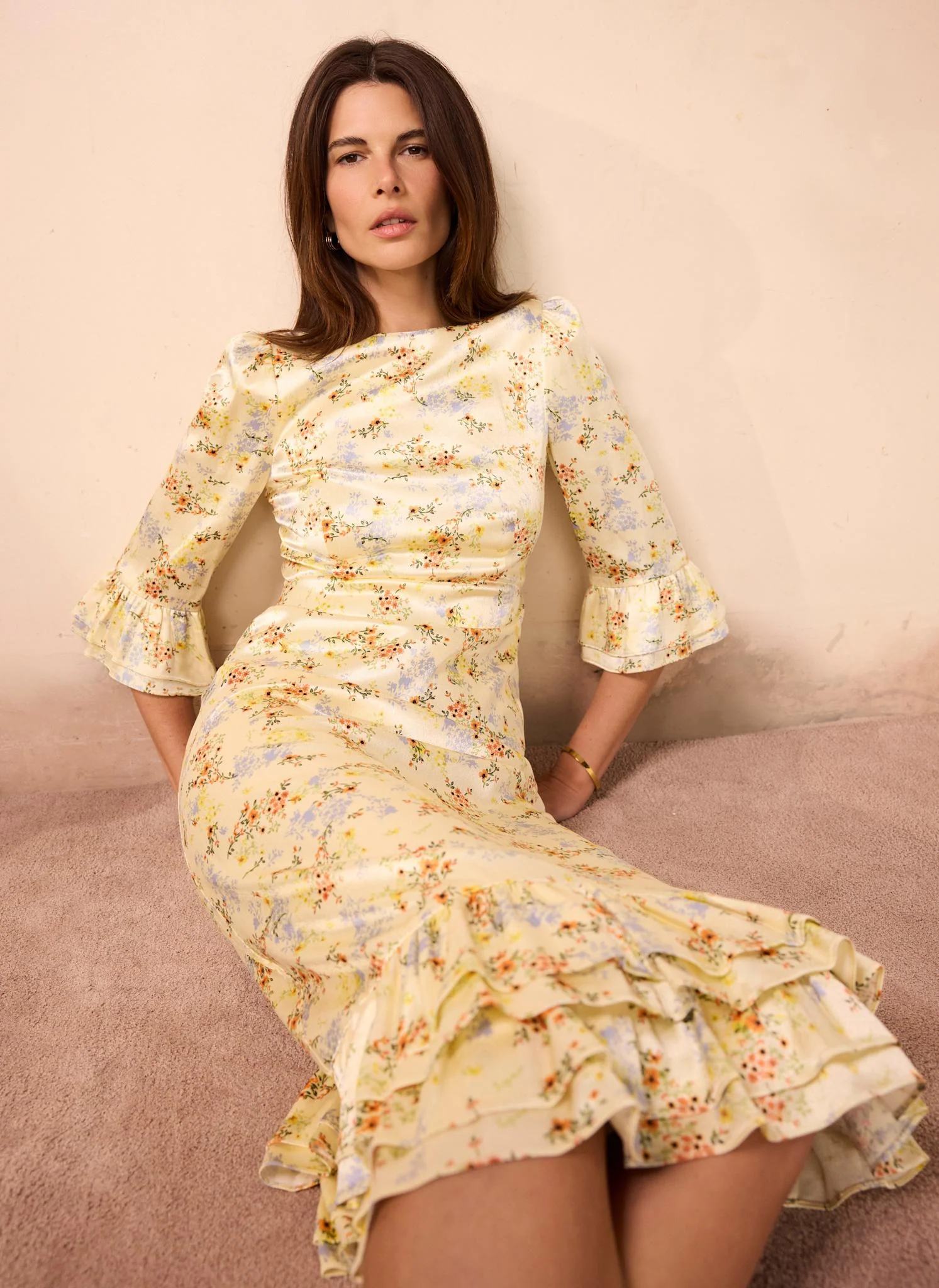 1040-yellow-floral-print-satin-midi-dress-2.webp Yellow Floral Print Satin Midi Dress