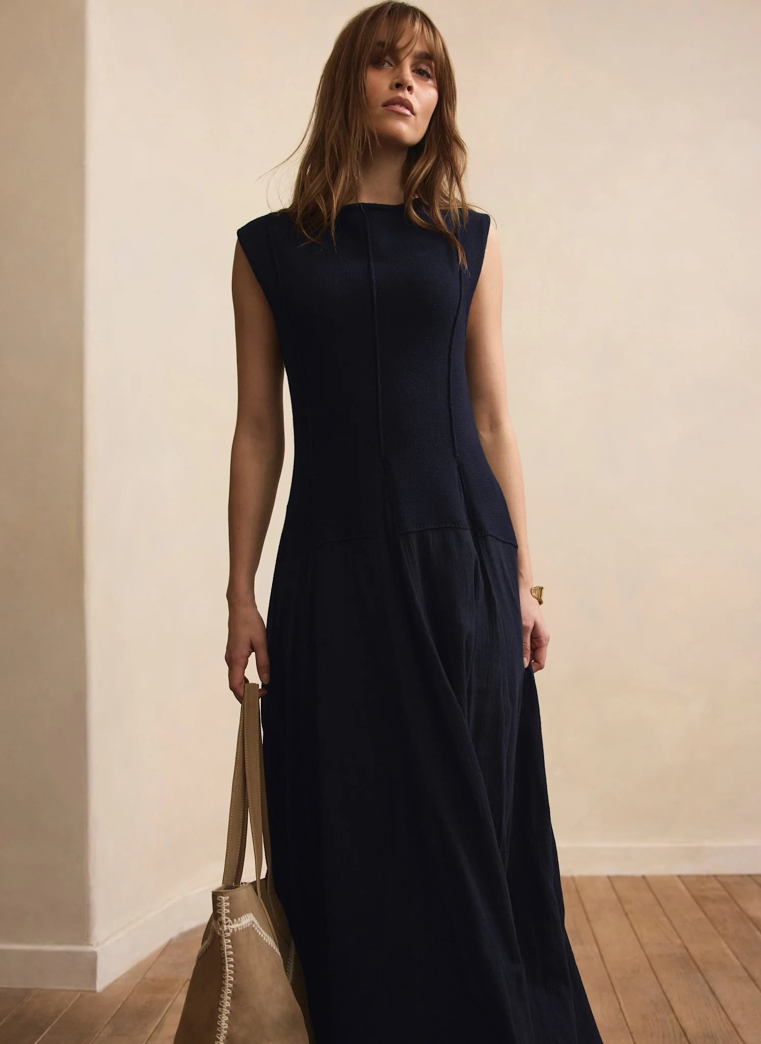 10470-navy-cotton-blend-drop-waist-maxi-dress-3.webp Navy Cotton Blend Drop Waist Maxi Dress