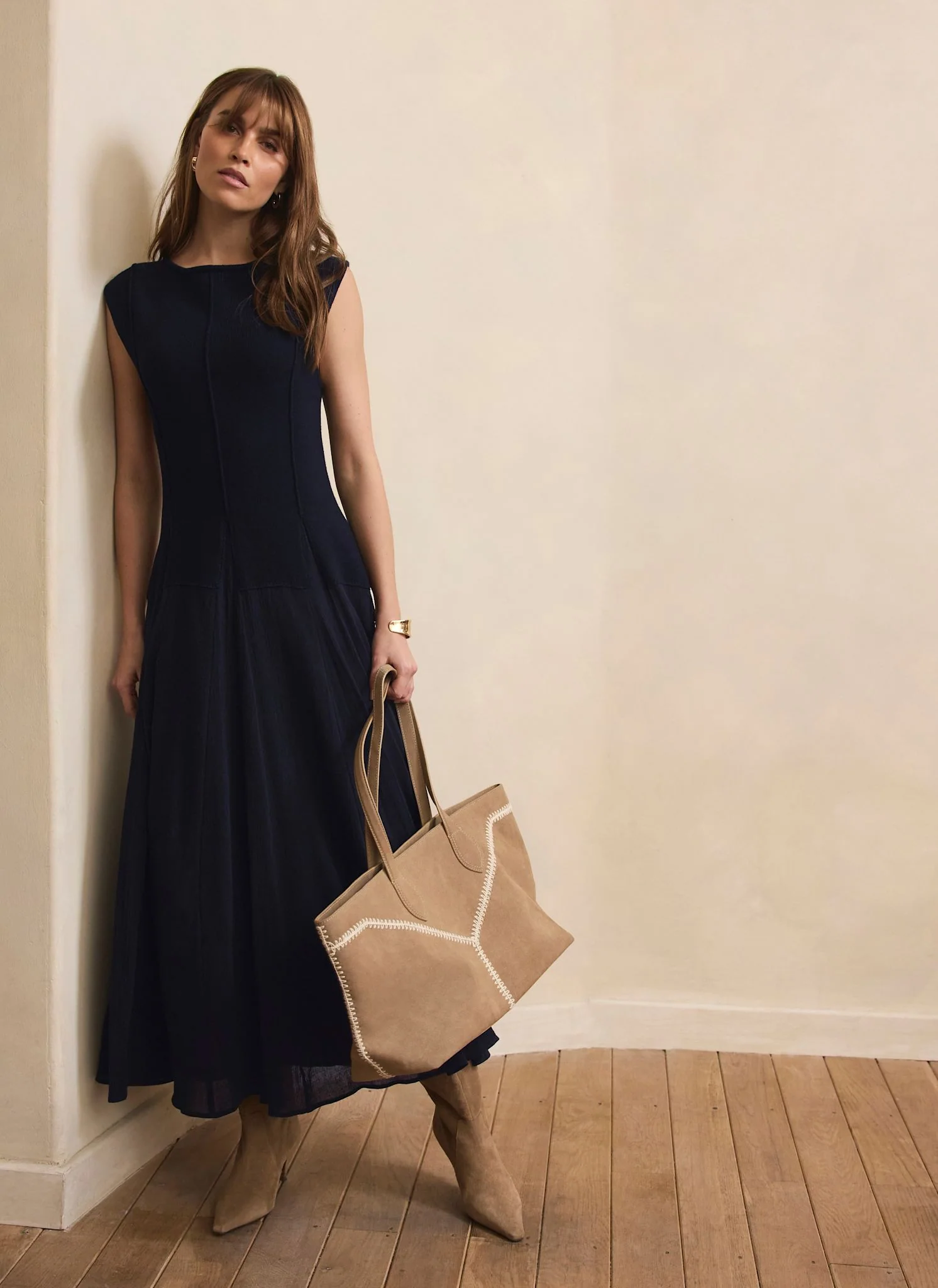 10470-navy-cotton-blend-drop-waist-maxi-dress-4.webp Navy Cotton Blend Drop Waist Maxi Dress