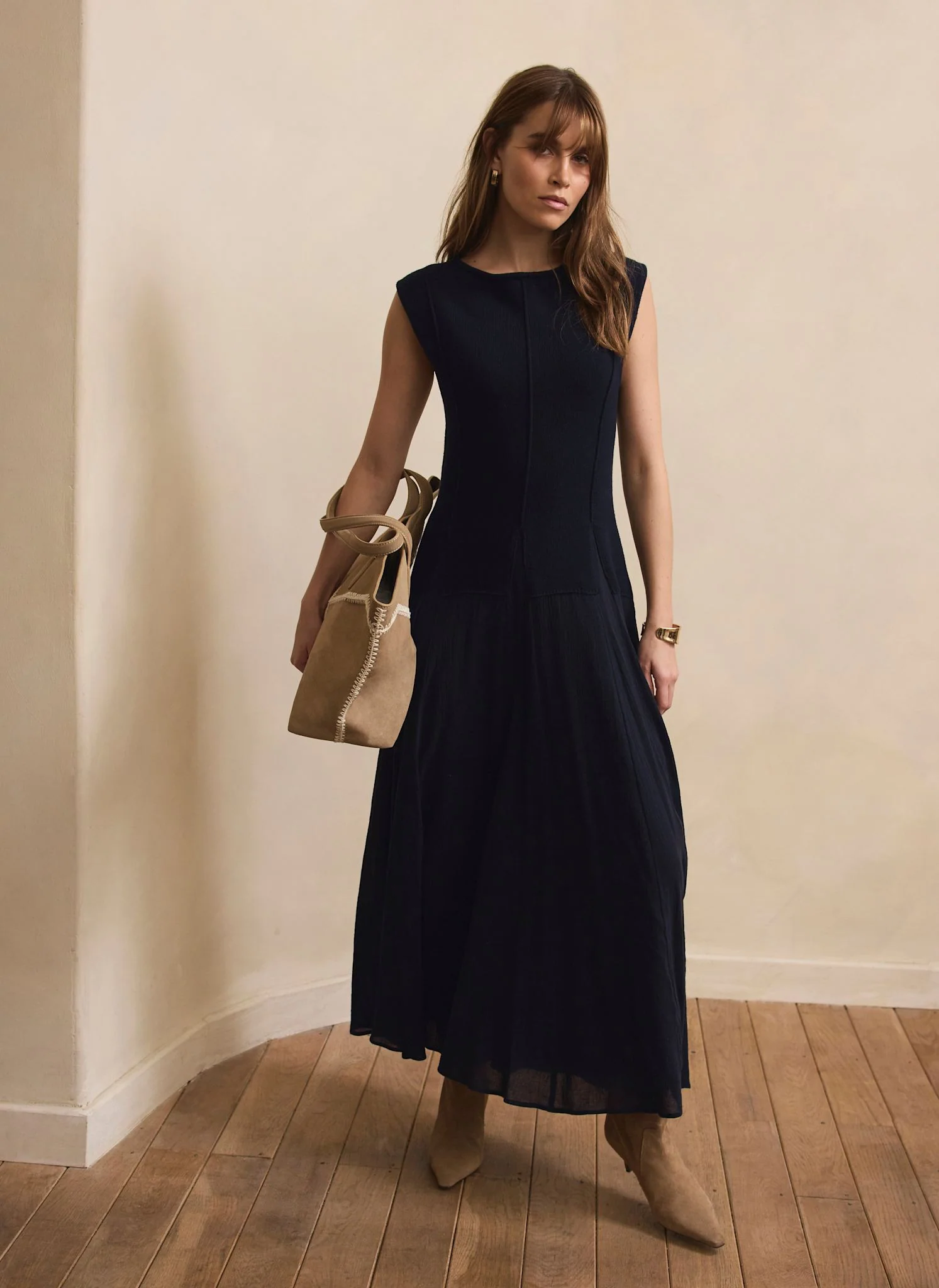 10470-navy-cotton-blend-drop-waist-maxi-dress-5.webp Navy Cotton Blend Drop Waist Maxi Dress