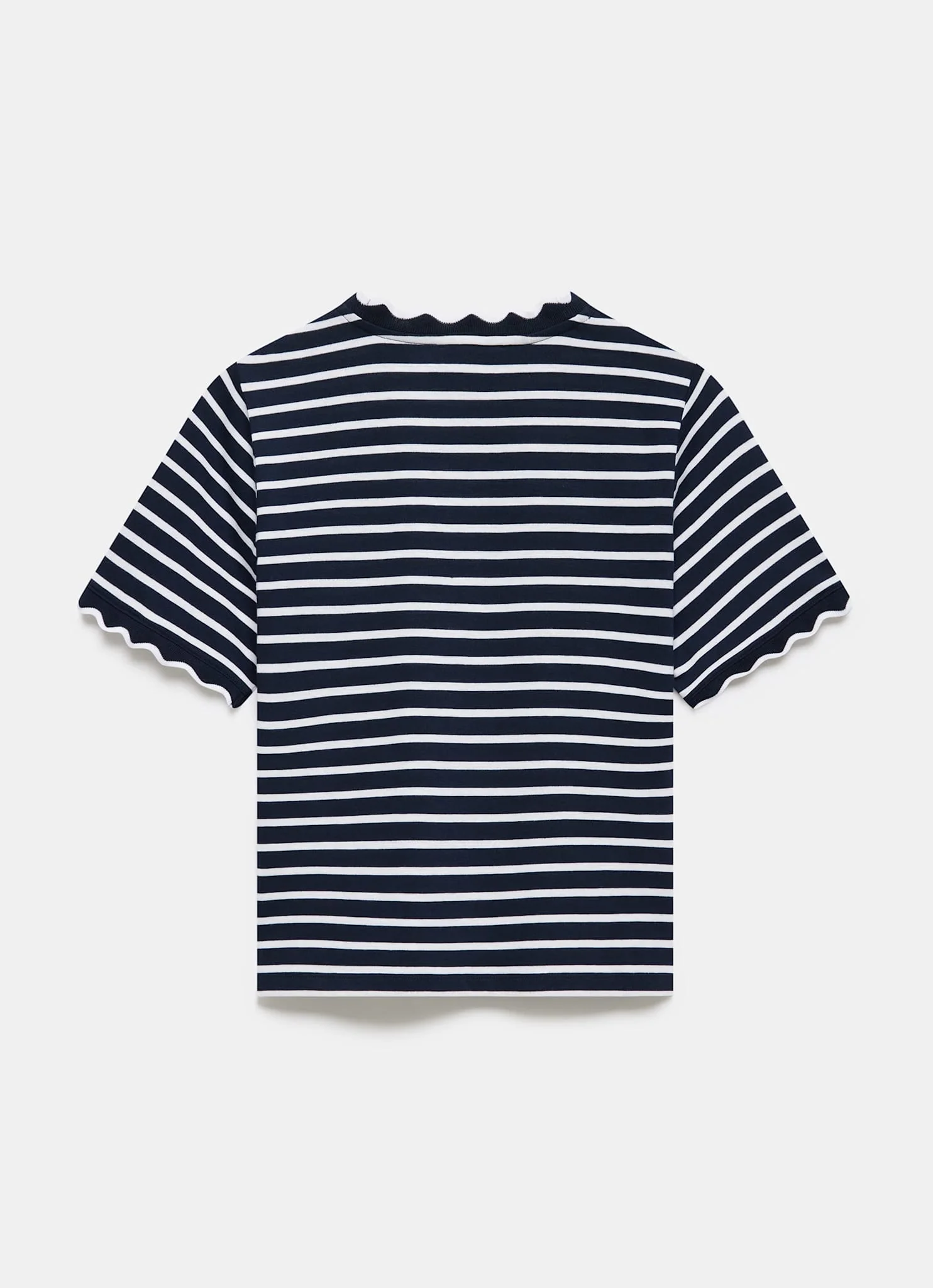 Navy Stripe Scallop Trim T-Shirt