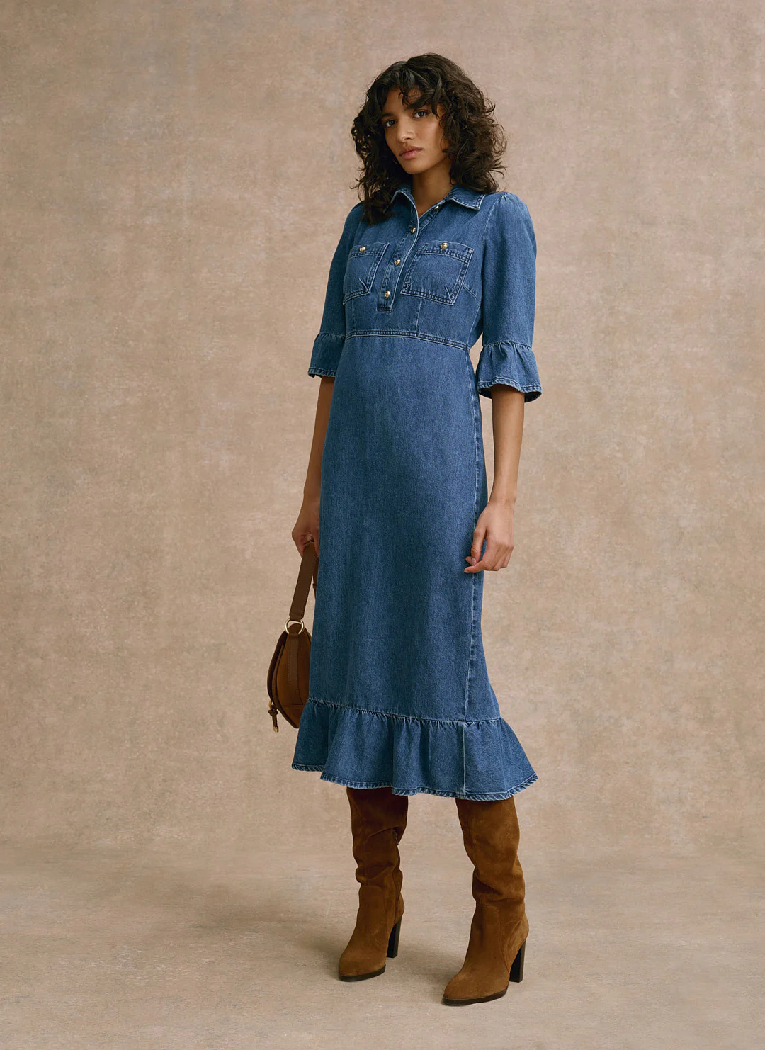 10488-indigo-denim-ruffle-midi-shirt-dress-2.webp Indigo Denim Ruffle Midi Shirt Dress