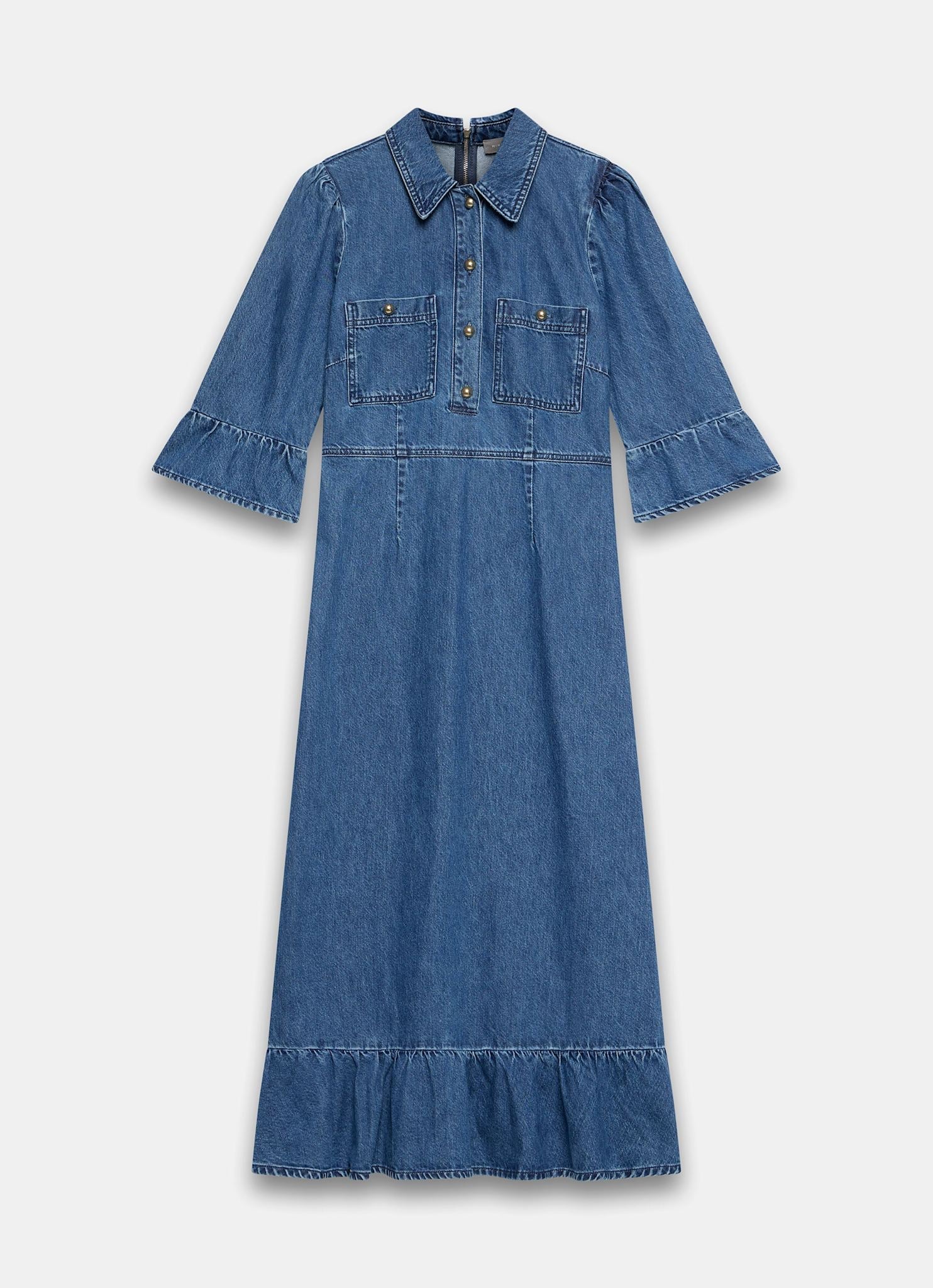 10488-indigo-denim-ruffle-midi-shirt-dress-7.jpg Indigo Denim Ruffle Midi Shirt Dress