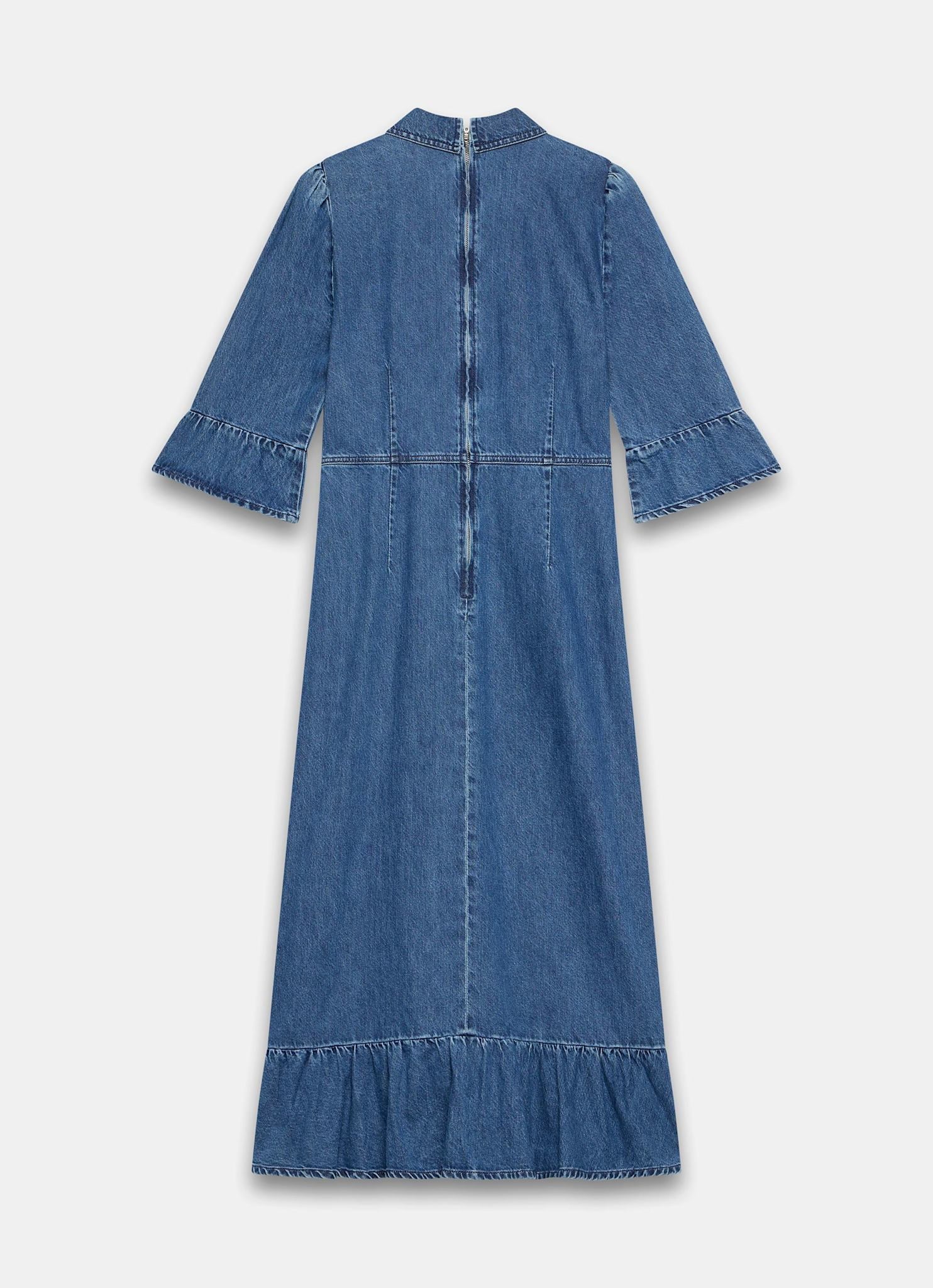 10488-indigo-denim-ruffle-midi-shirt-dress-8.jpg Indigo Denim Ruffle Midi Shirt Dress