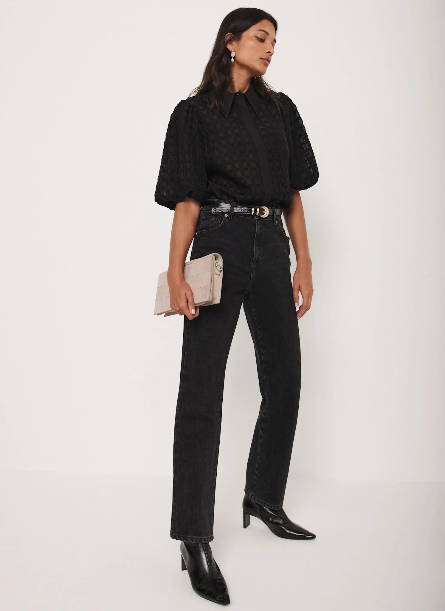 Black Petal Detail Shirt