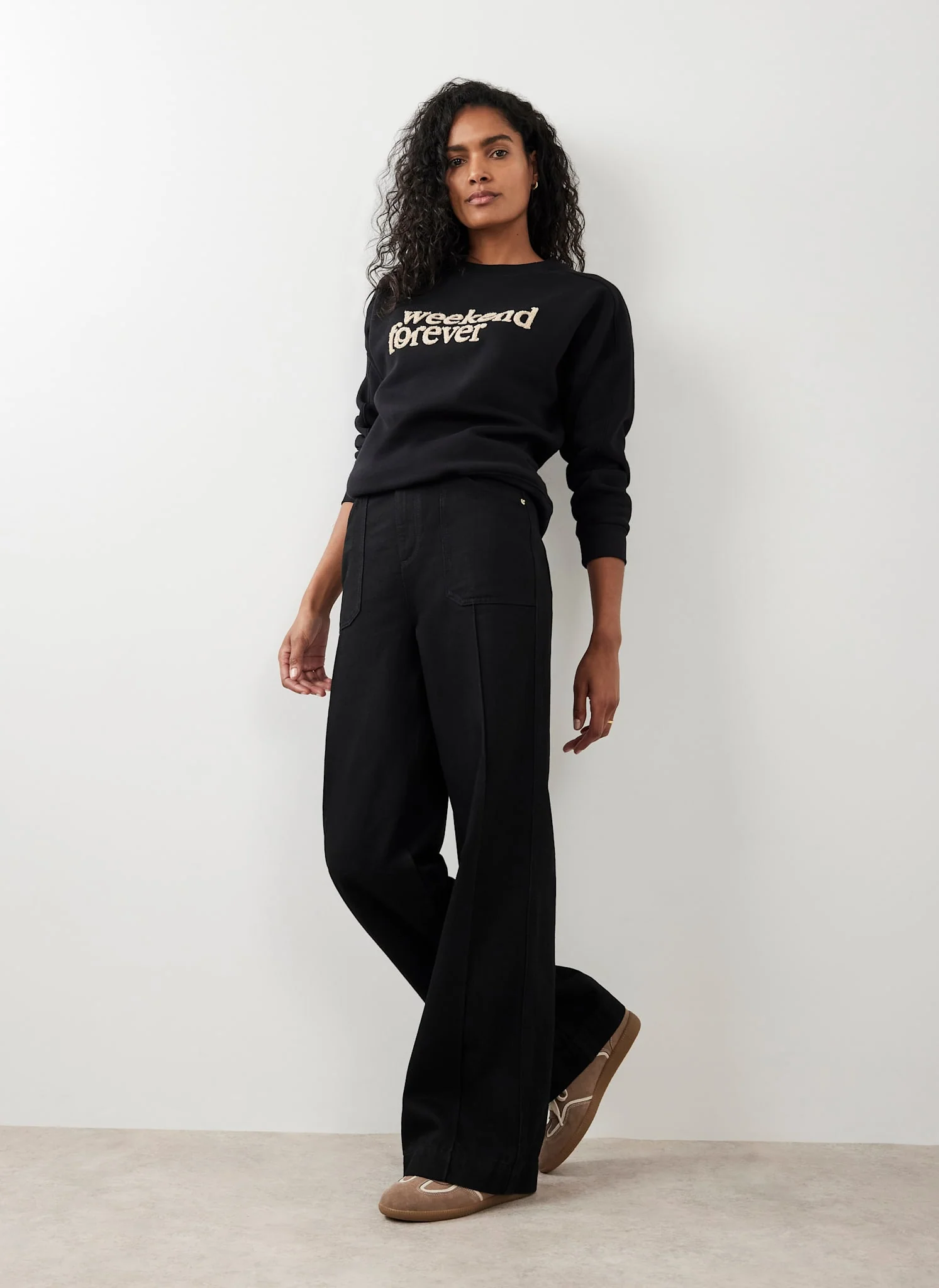 Black High Rise Wide Jeans
