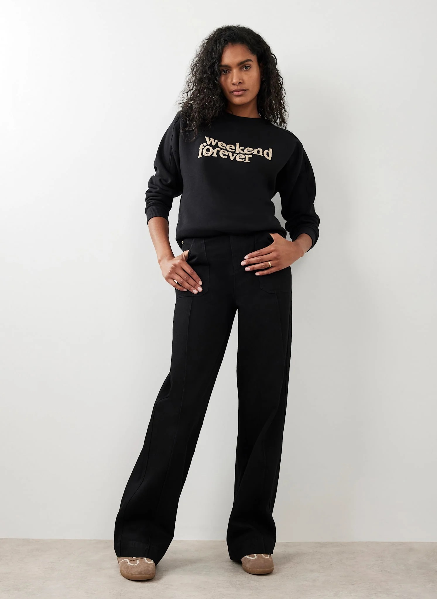Black High Rise Wide Jeans