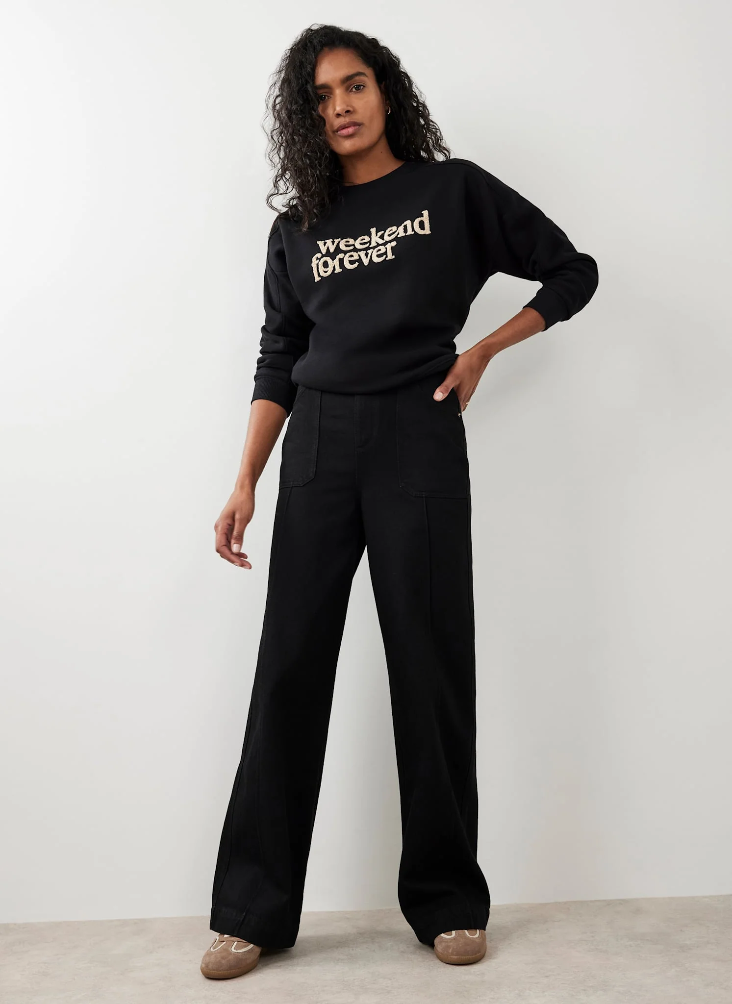Black High Rise Wide Jeans
