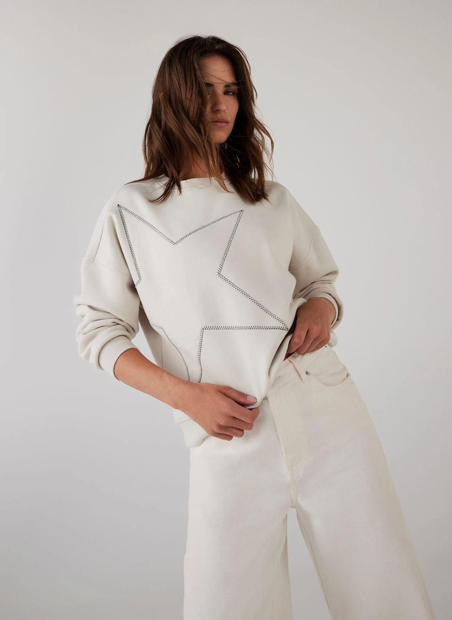 10684-cream-cotton-blend-star-sweatshirt-2.webp Cream Cotton Blend Star Sweatshirt