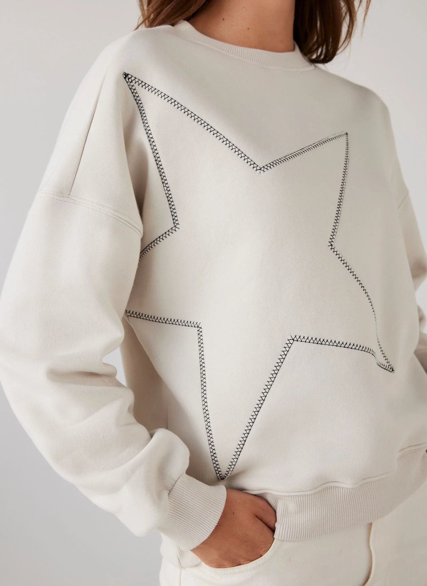10684-cream-cotton-blend-star-sweatshirt-4.webp Cream Cotton Blend Star Sweatshirt