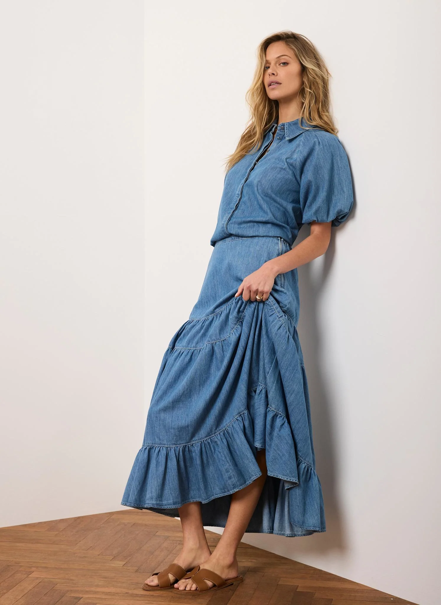 10902-indigo-tiered-denim-maxi-skirt-1.webp Indigo Tiered Denim Maxi Skirt