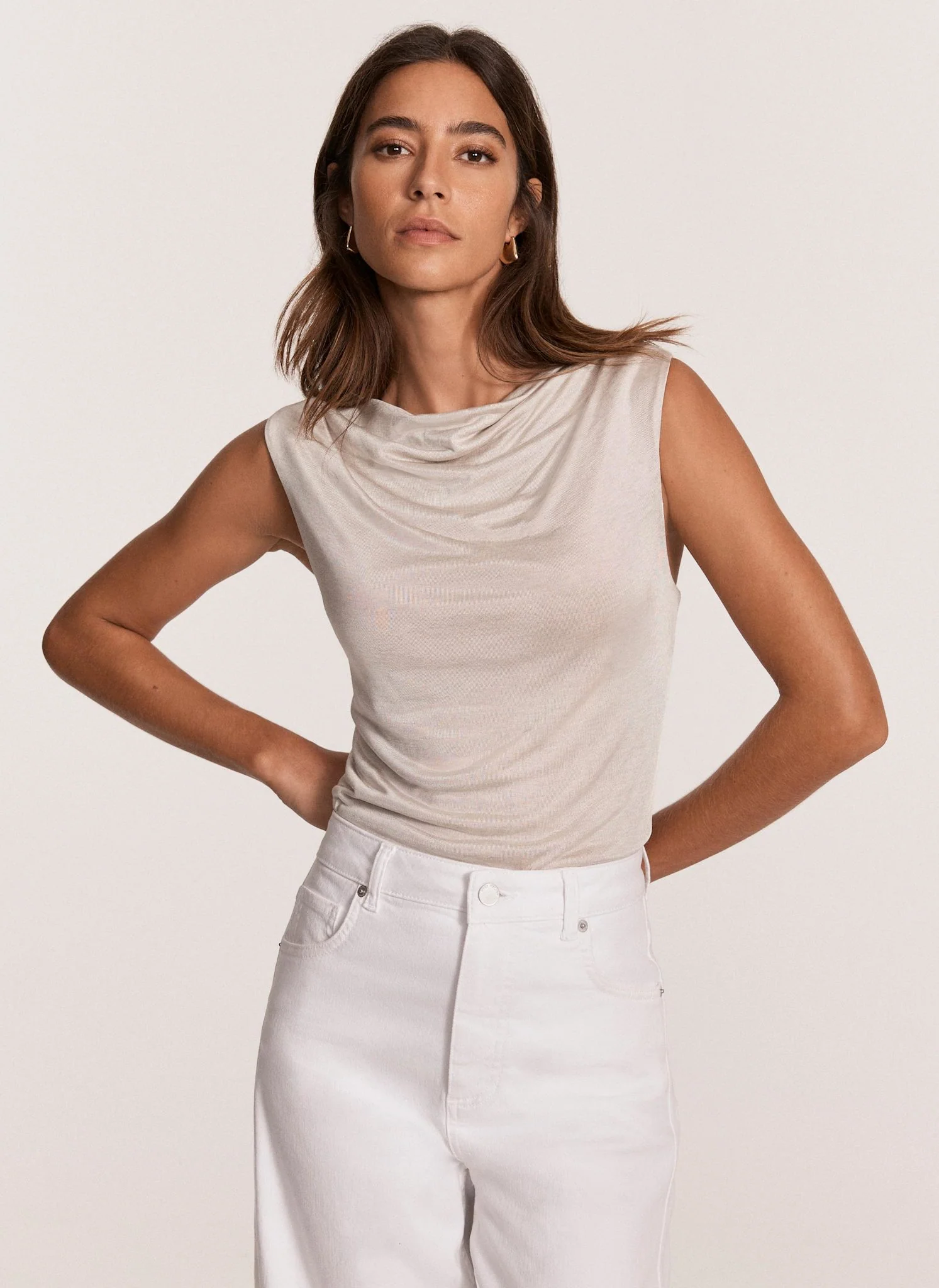 Neutral Drape Neck Top