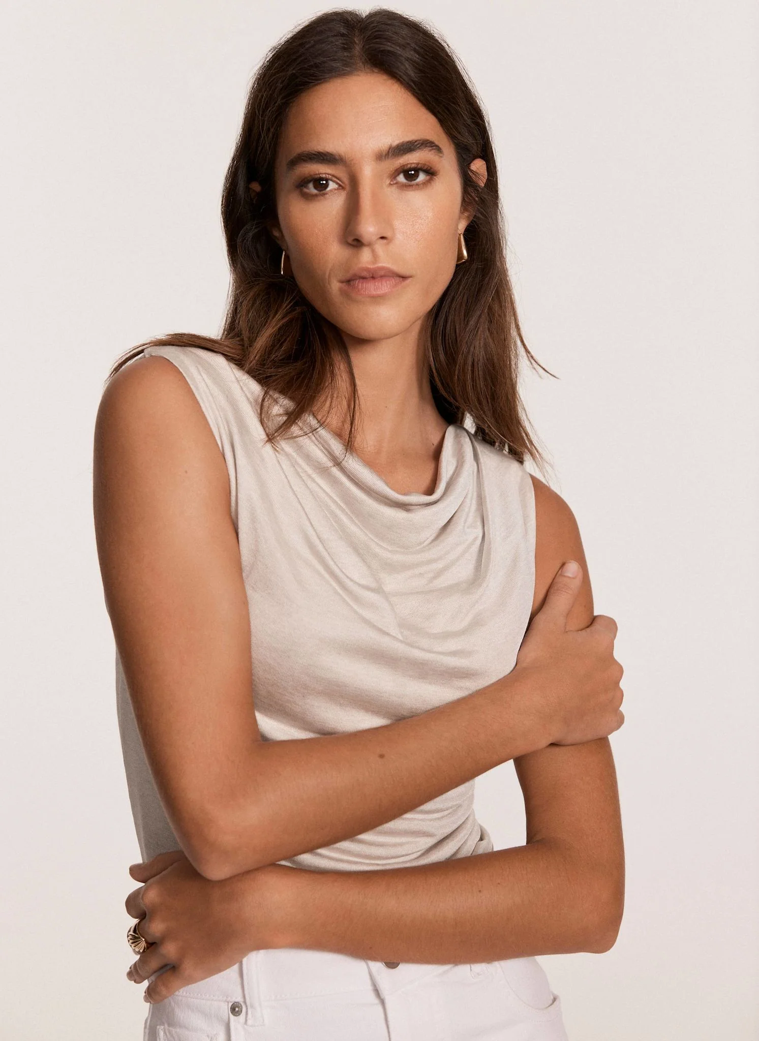 Neutral Drape Neck Top
