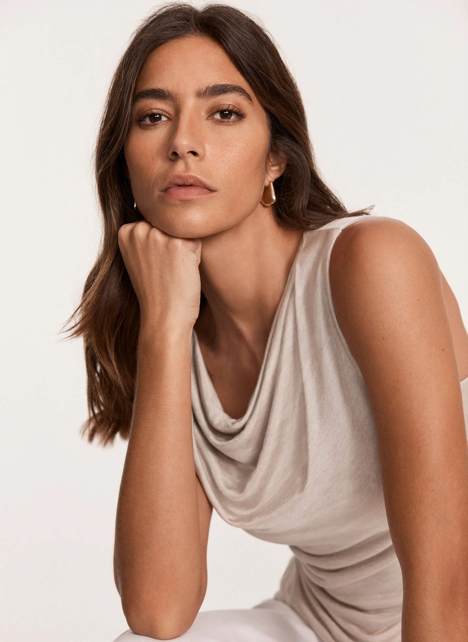 Neutral Drape Neck Top