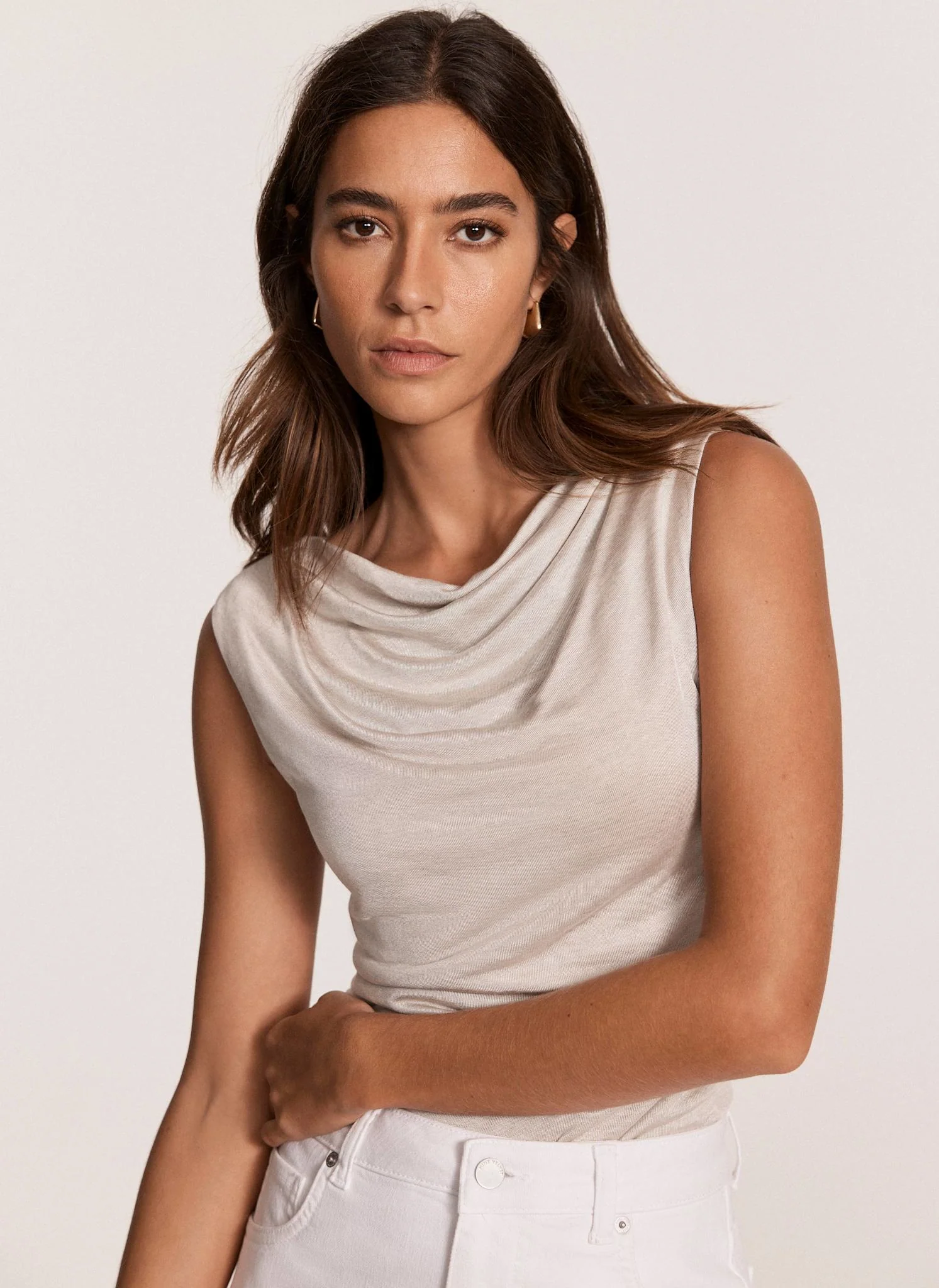 Neutral Drape Neck Top