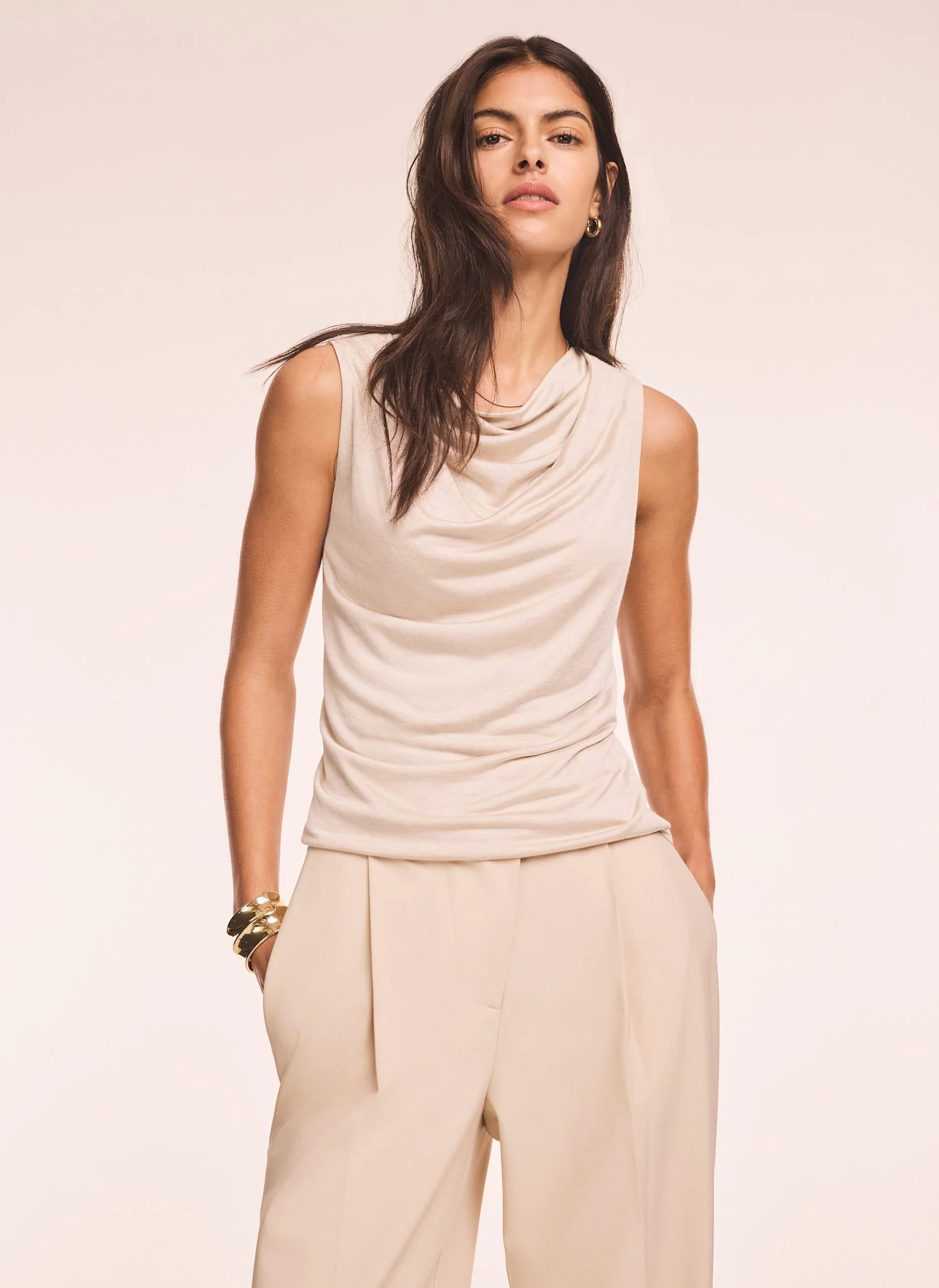 Neutral Drape Neck Top