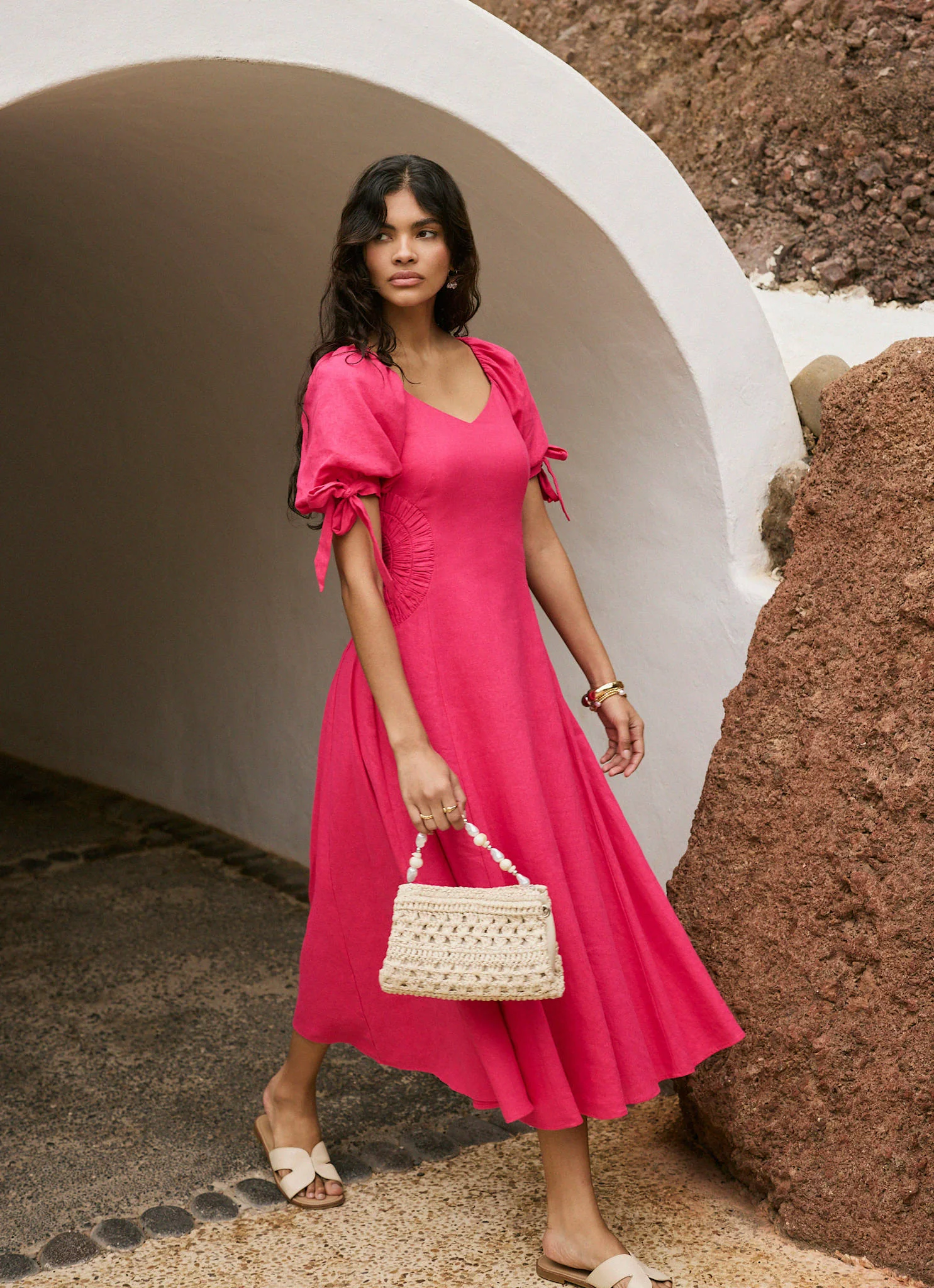 1102-pink-linen-blend-tie-detail-maxi-dress-2.webp Pink Linen Blend Tie Detail Maxi Dress