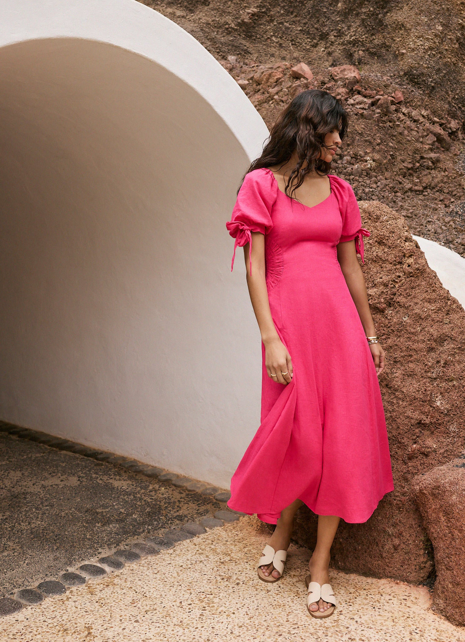 1102-pink-linen-blend-tie-detail-maxi-dress-5.jpg Pink Linen Blend Tie Detail Maxi Dress