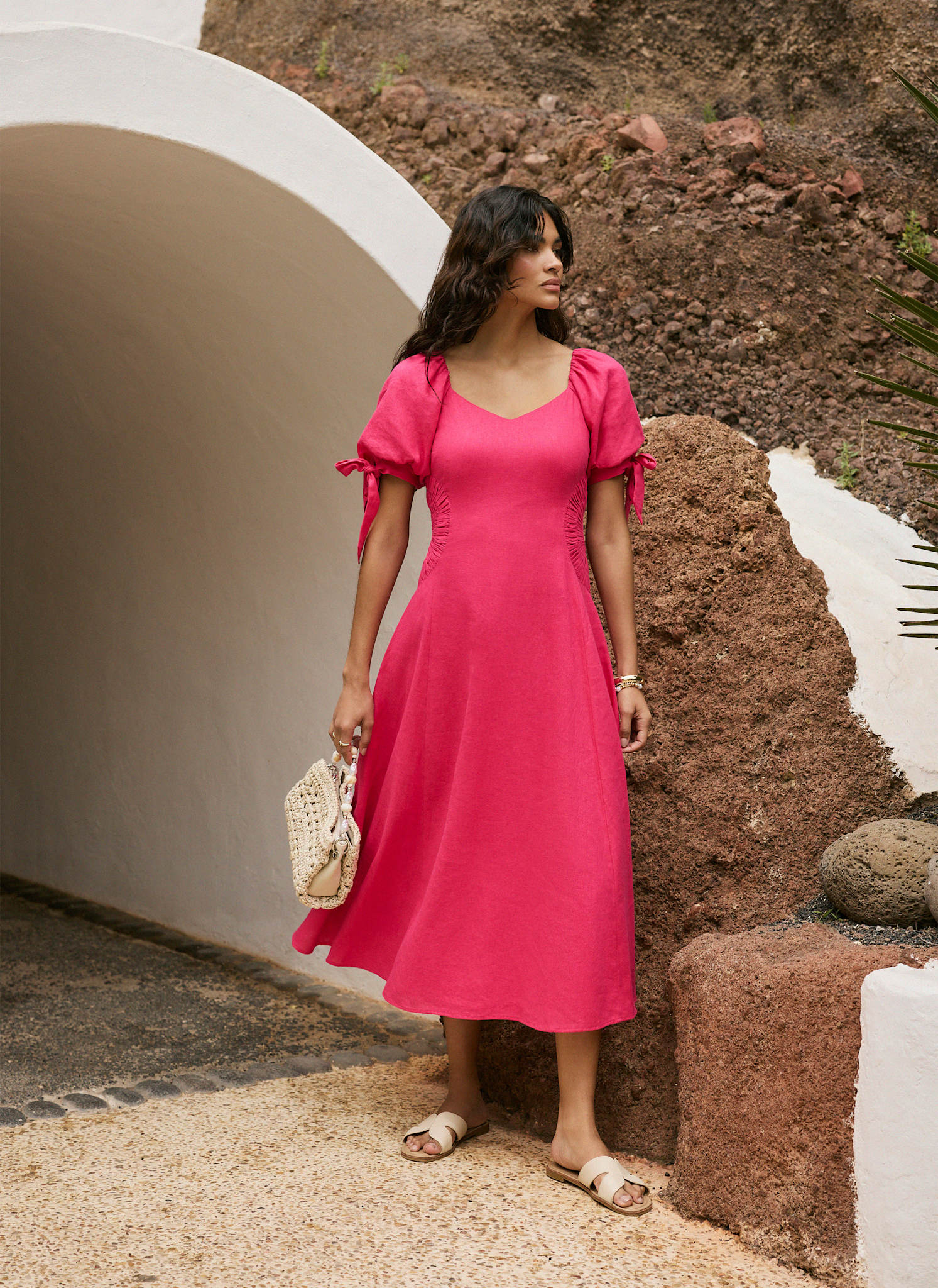 1102-pink-linen-blend-tie-detail-maxi-dress-6.jpg Pink Linen Blend Tie Detail Maxi Dress