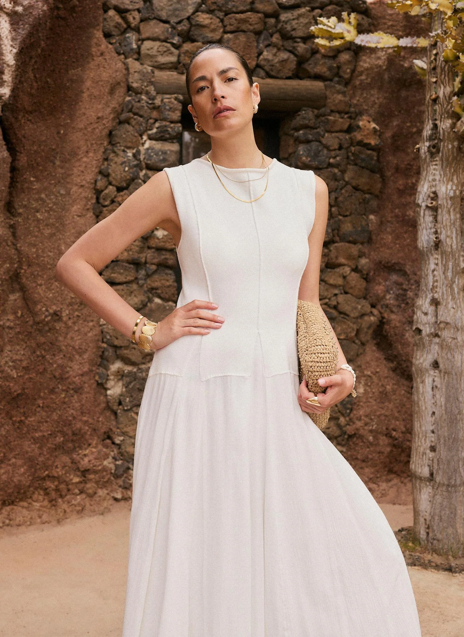11100-cream-cotton-blend-drop-waist-maxi-dress-5.webp Cream Cotton Blend Drop Waist Maxi Dress