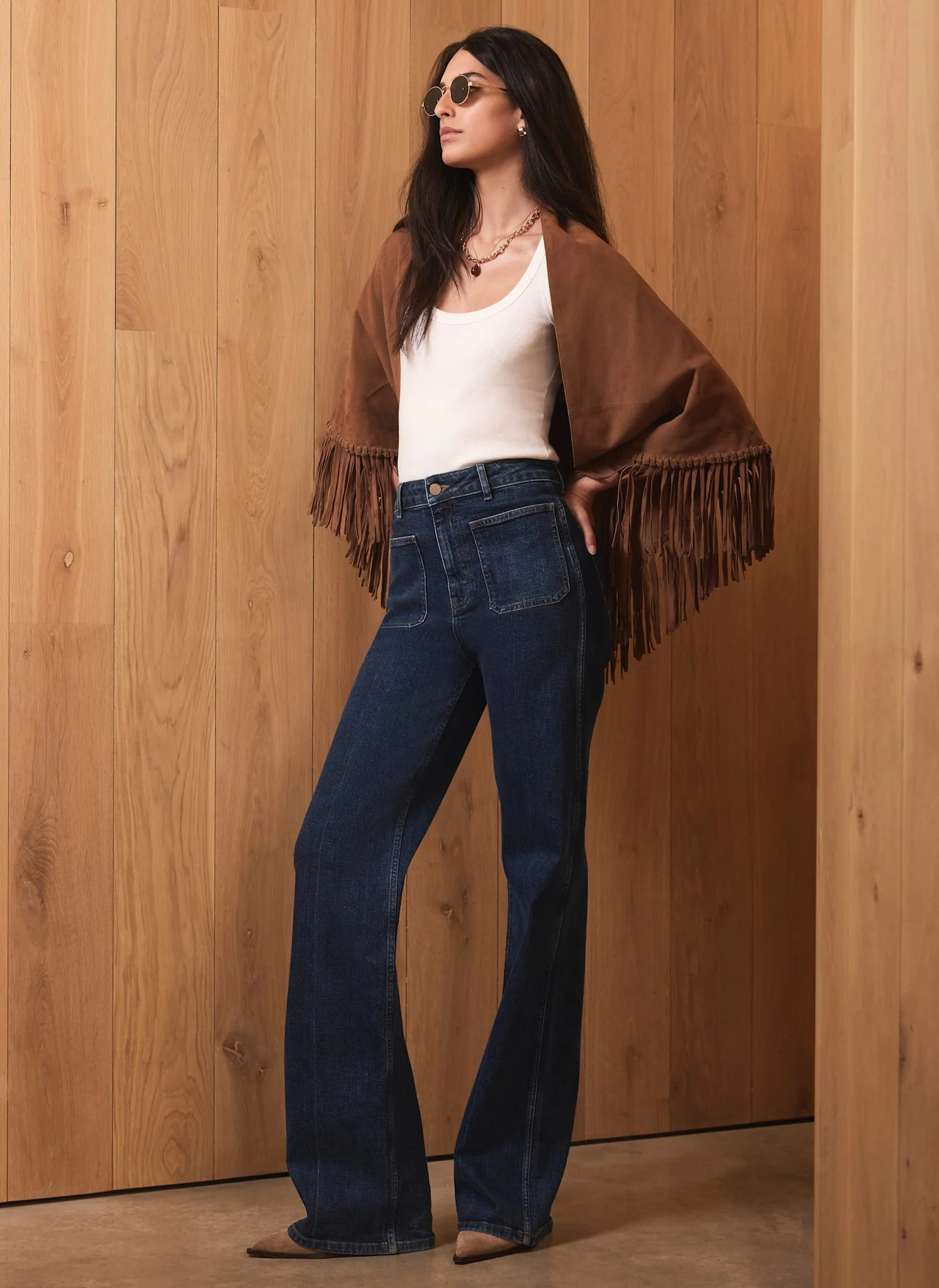 Indigo Relaxed Straight Patch Pocket Jeans