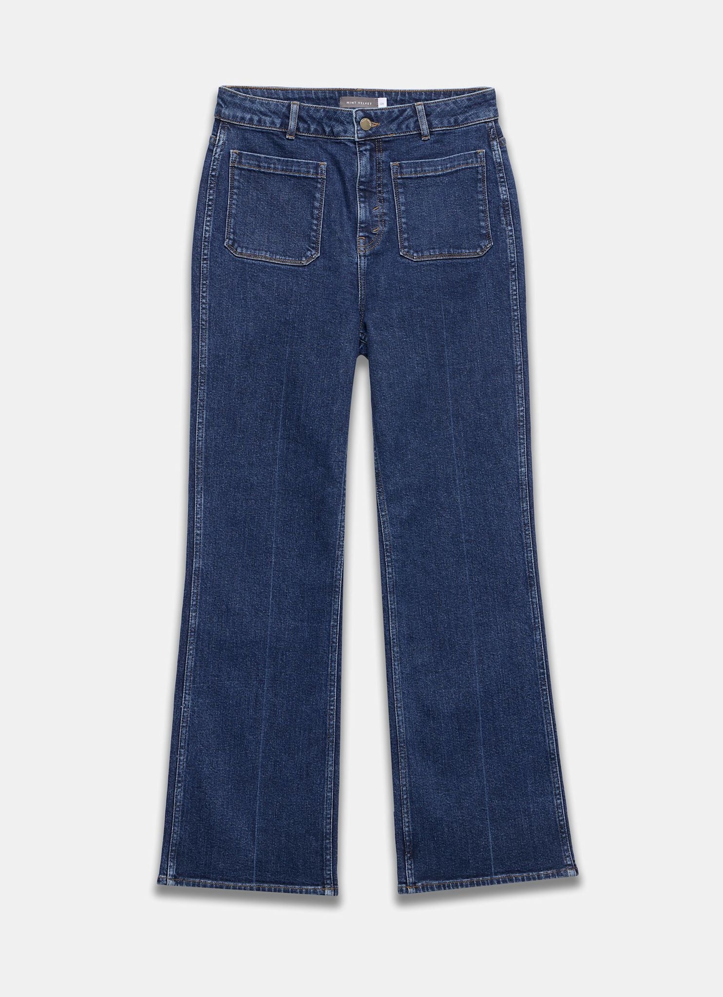 Indigo Relaxed Straight Patch Pocket Jeans