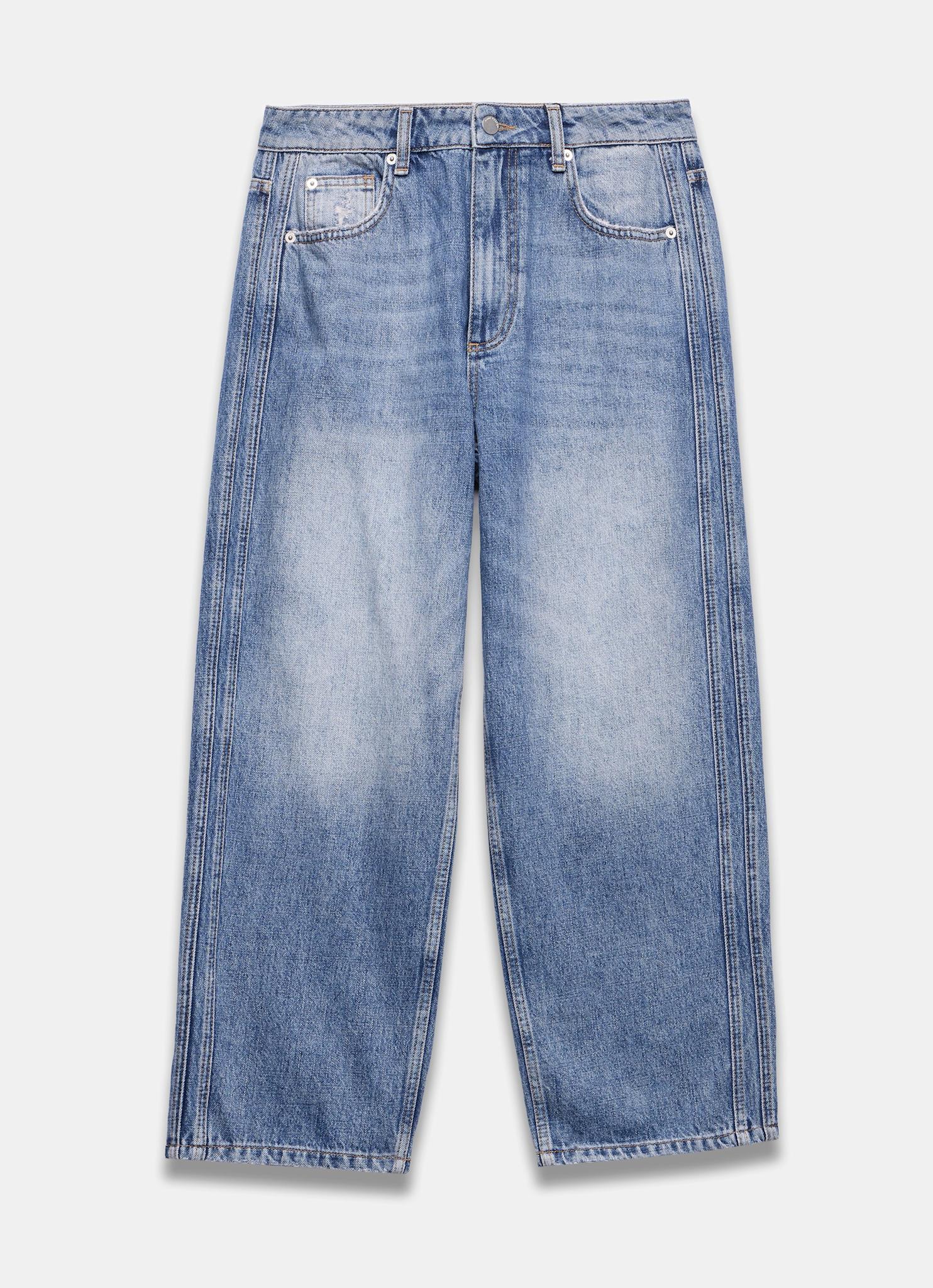 Mid Indigo Relaxed Tapered Boyfriend Jeans