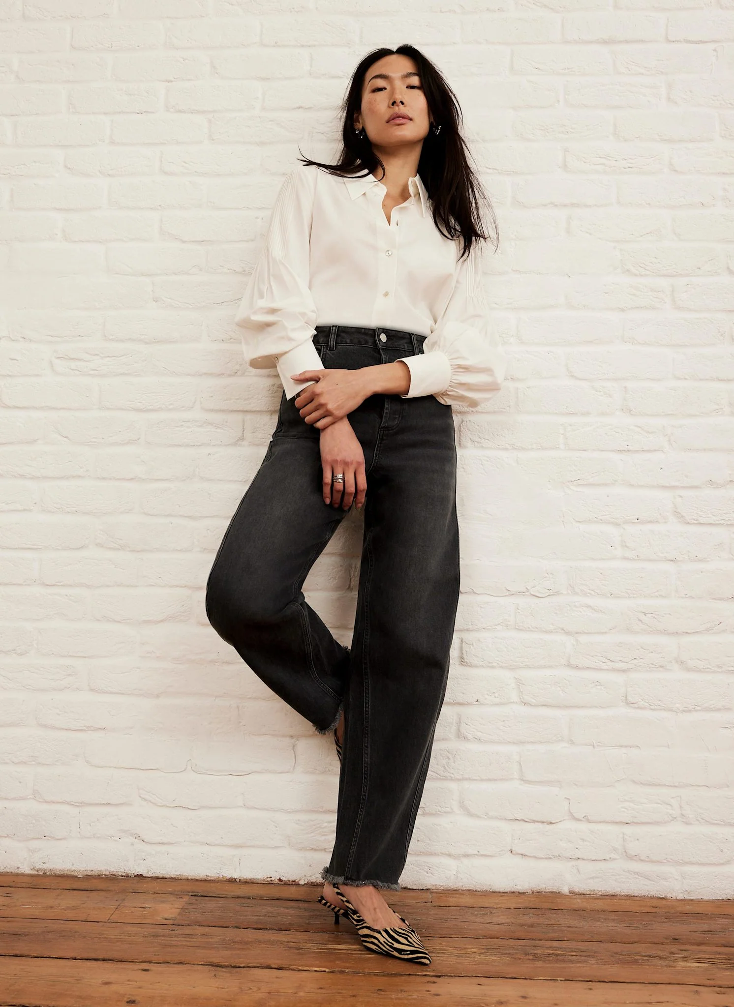 Washed Black Barrel Leg Jeans