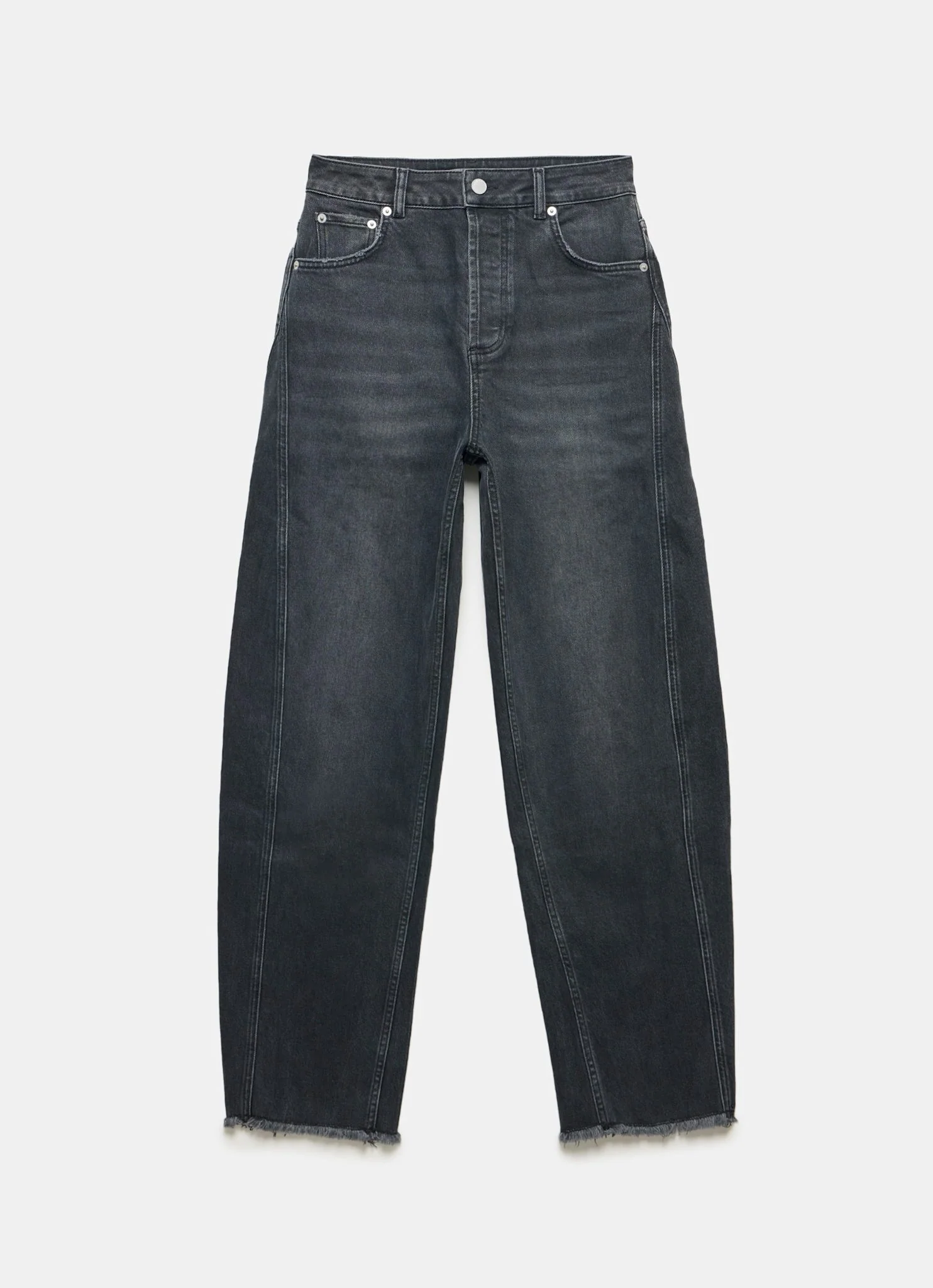 Washed Black Barrel Leg Jeans