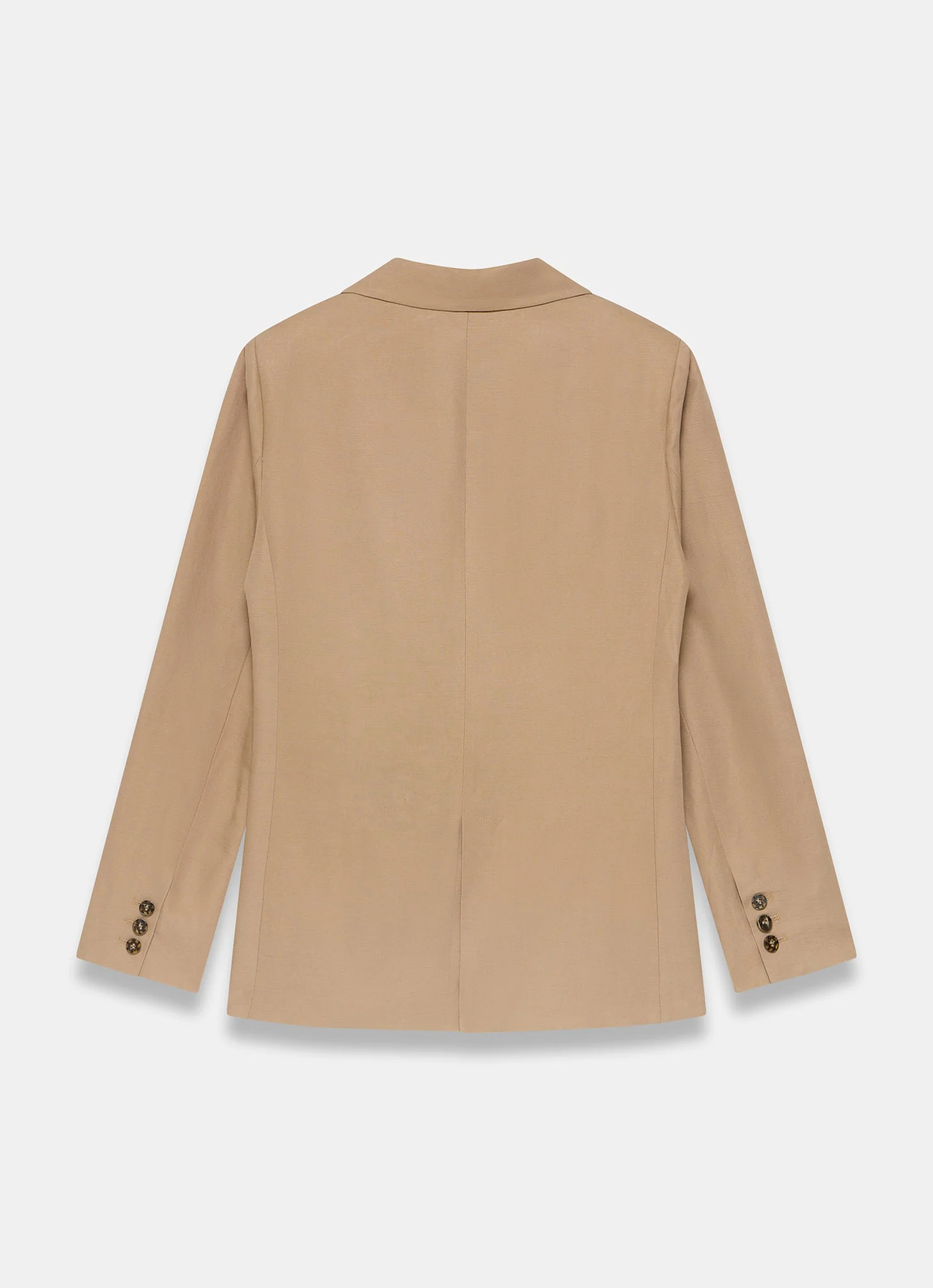 Neutral Linen Blend Single Breasted Blazer