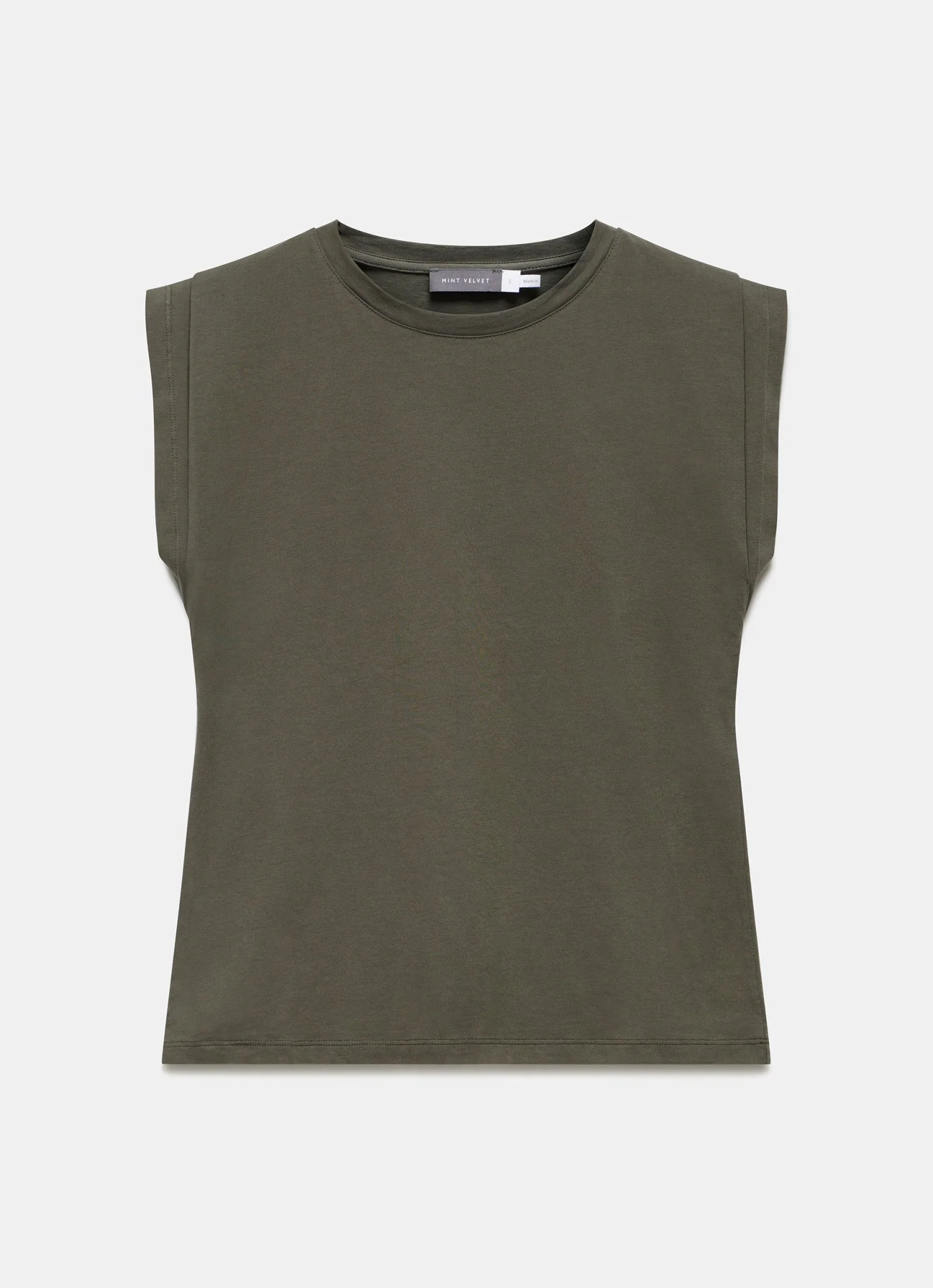 Khaki Cotton Extended Shoulder T-Shirt