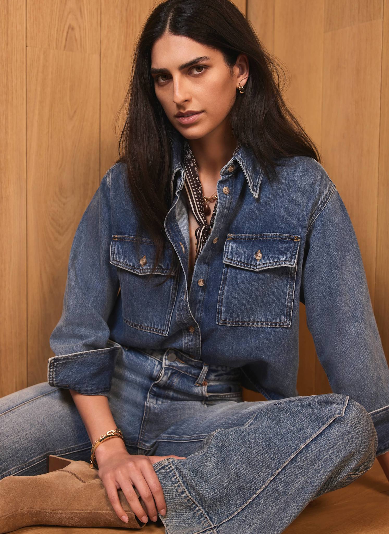 Indigo Cropped Denim Shirt
