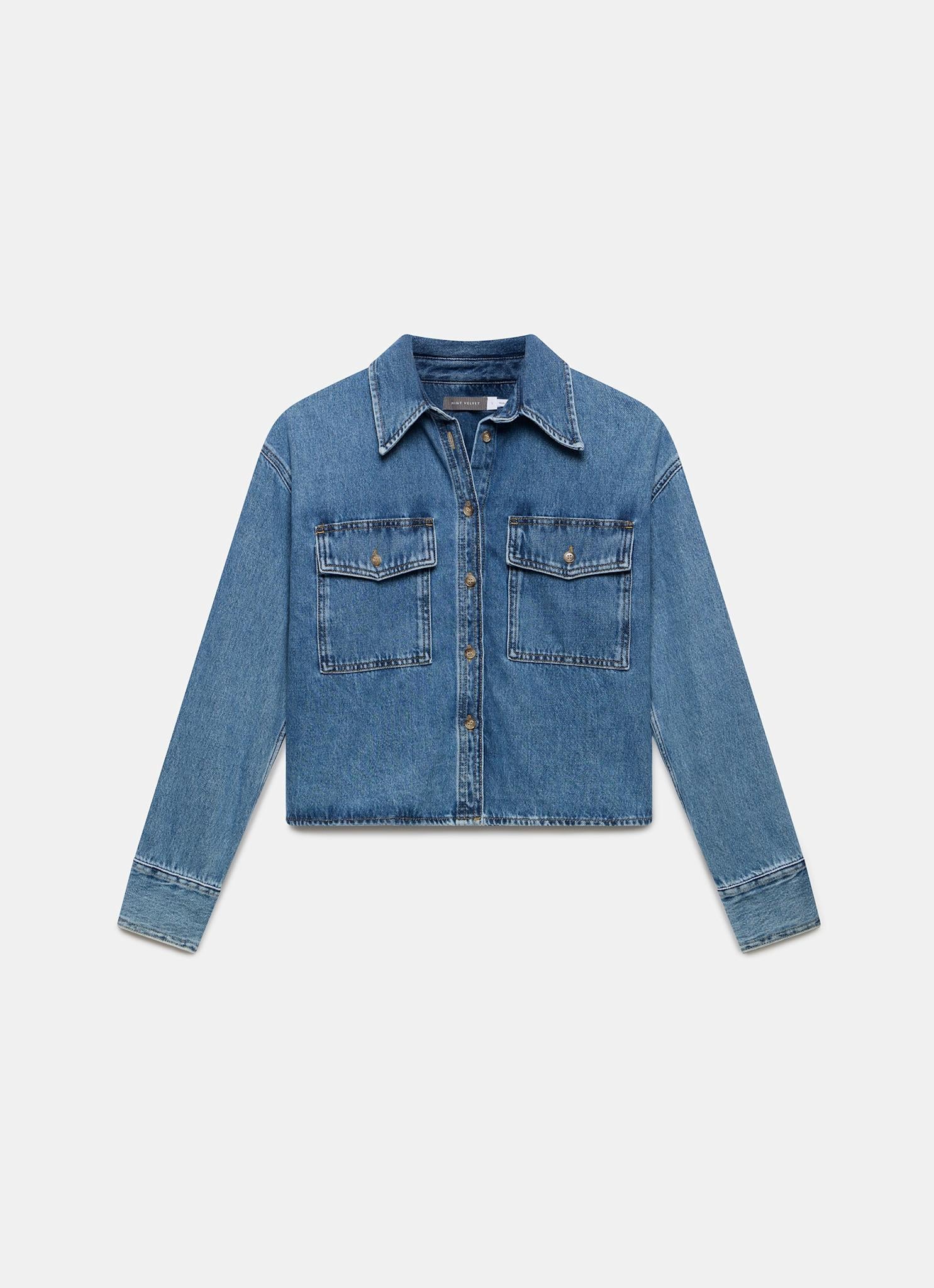 Indigo Cropped Denim Shirt