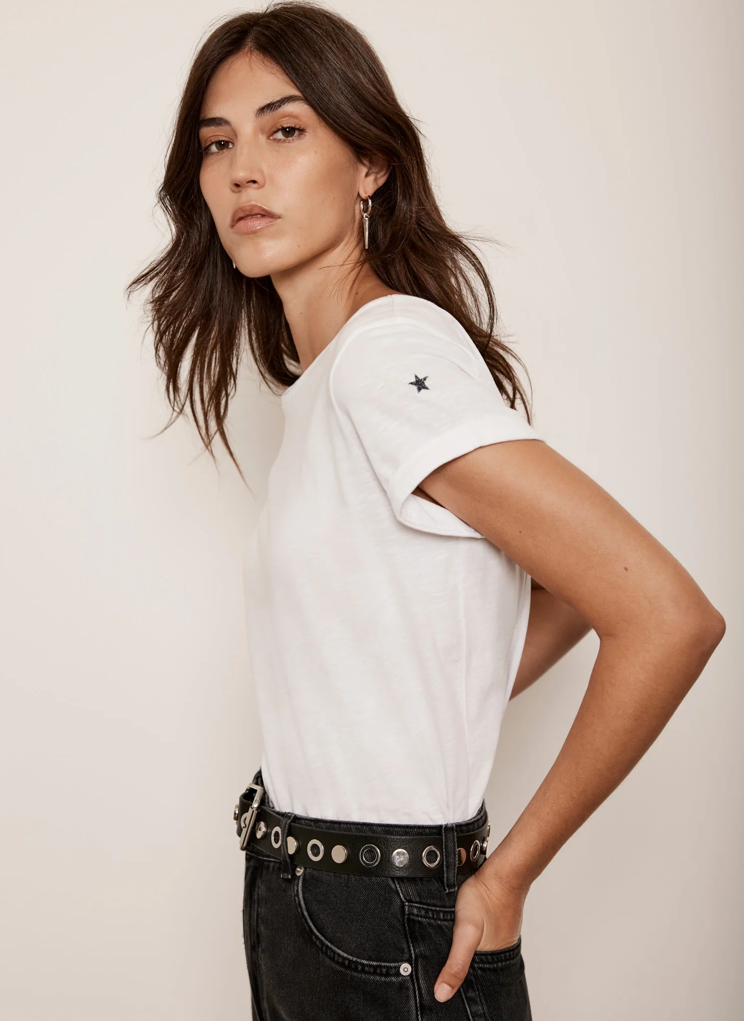 White Cotton Star T-Shirt