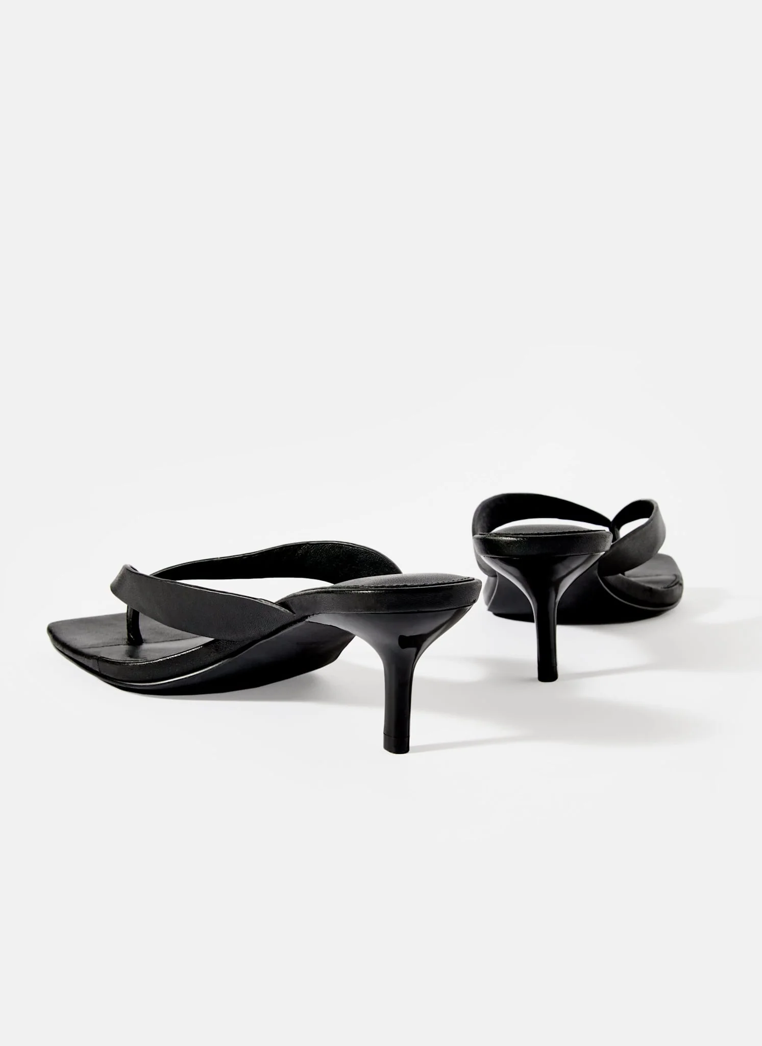 Betty Black Leather Flip Flop Heels