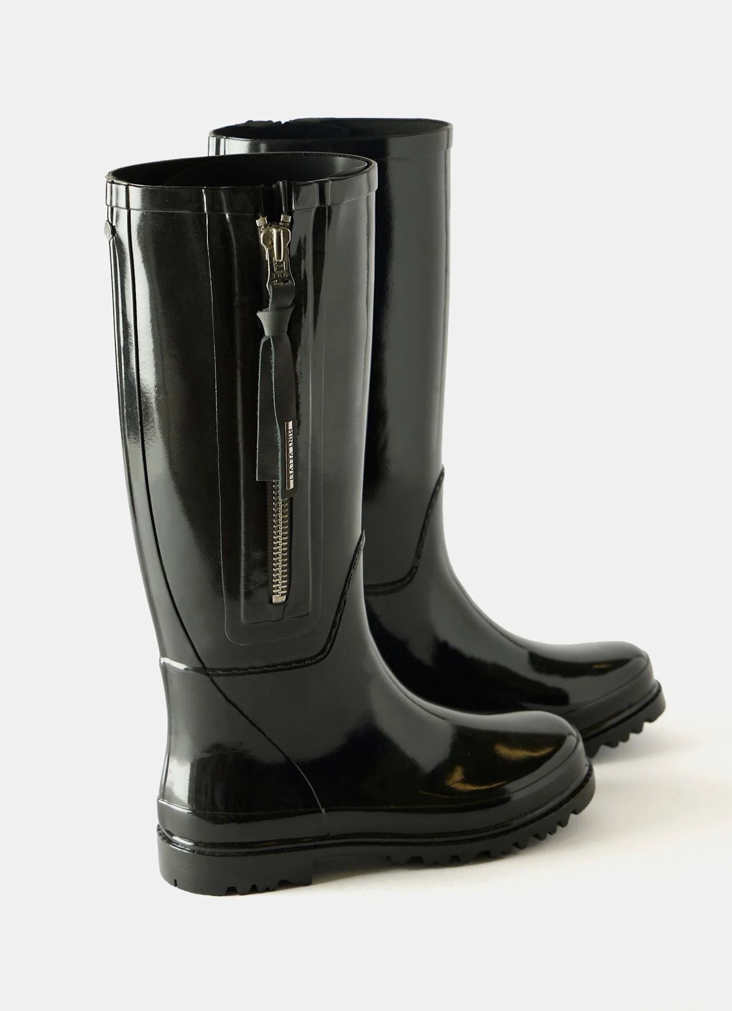 April Black Patent Knee-High Wellies