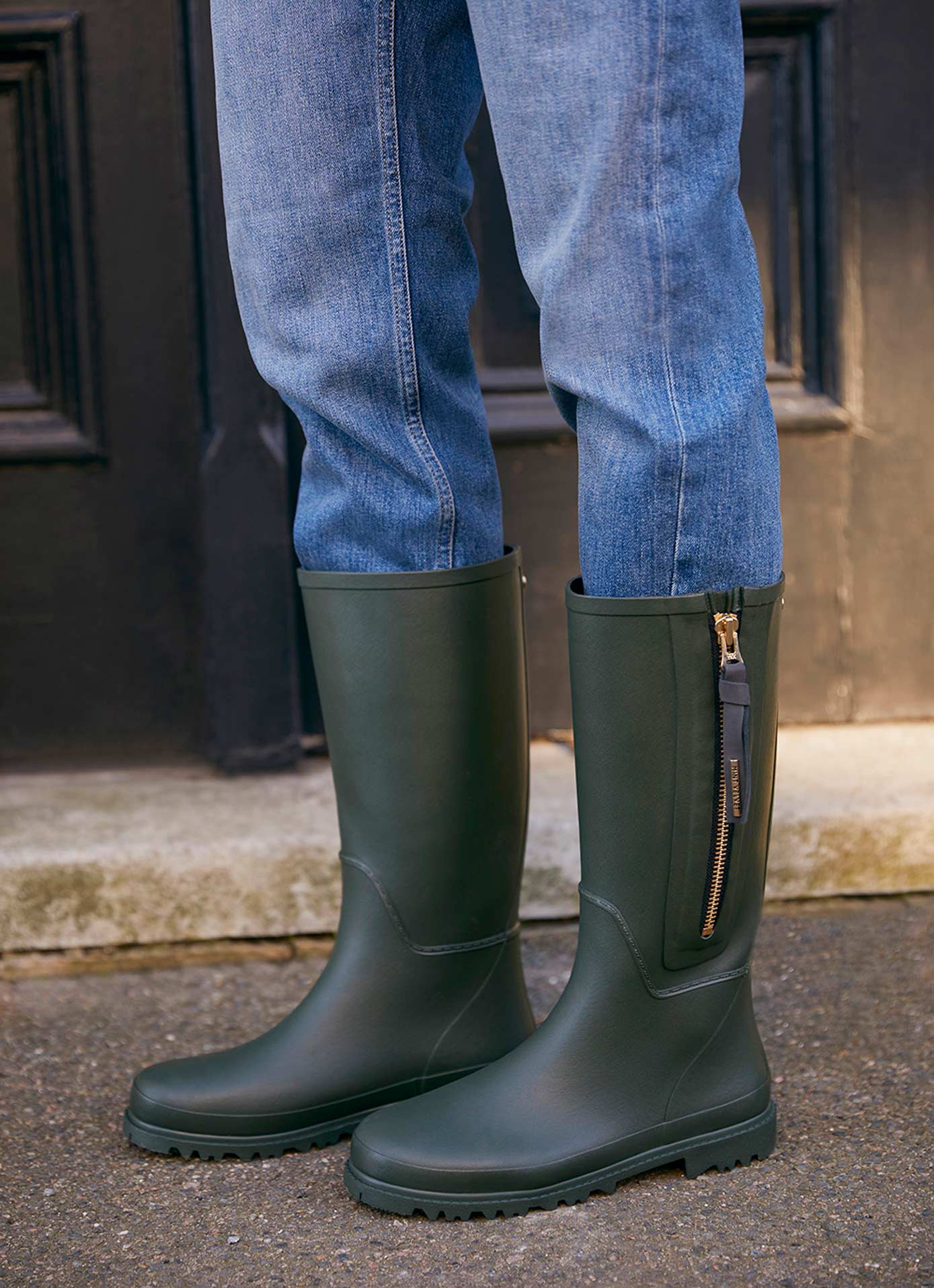 11562-april-khaki-zip-wellies-1.jpg April Khaki Zip Wellies
