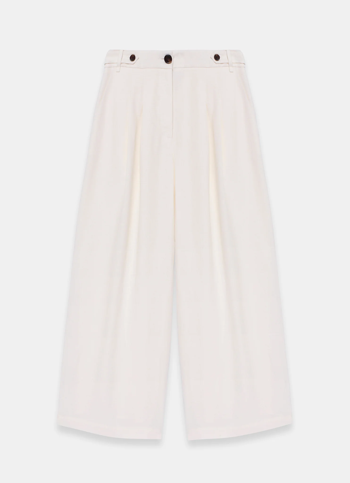 Cream Linen Blend Cropped Trousers